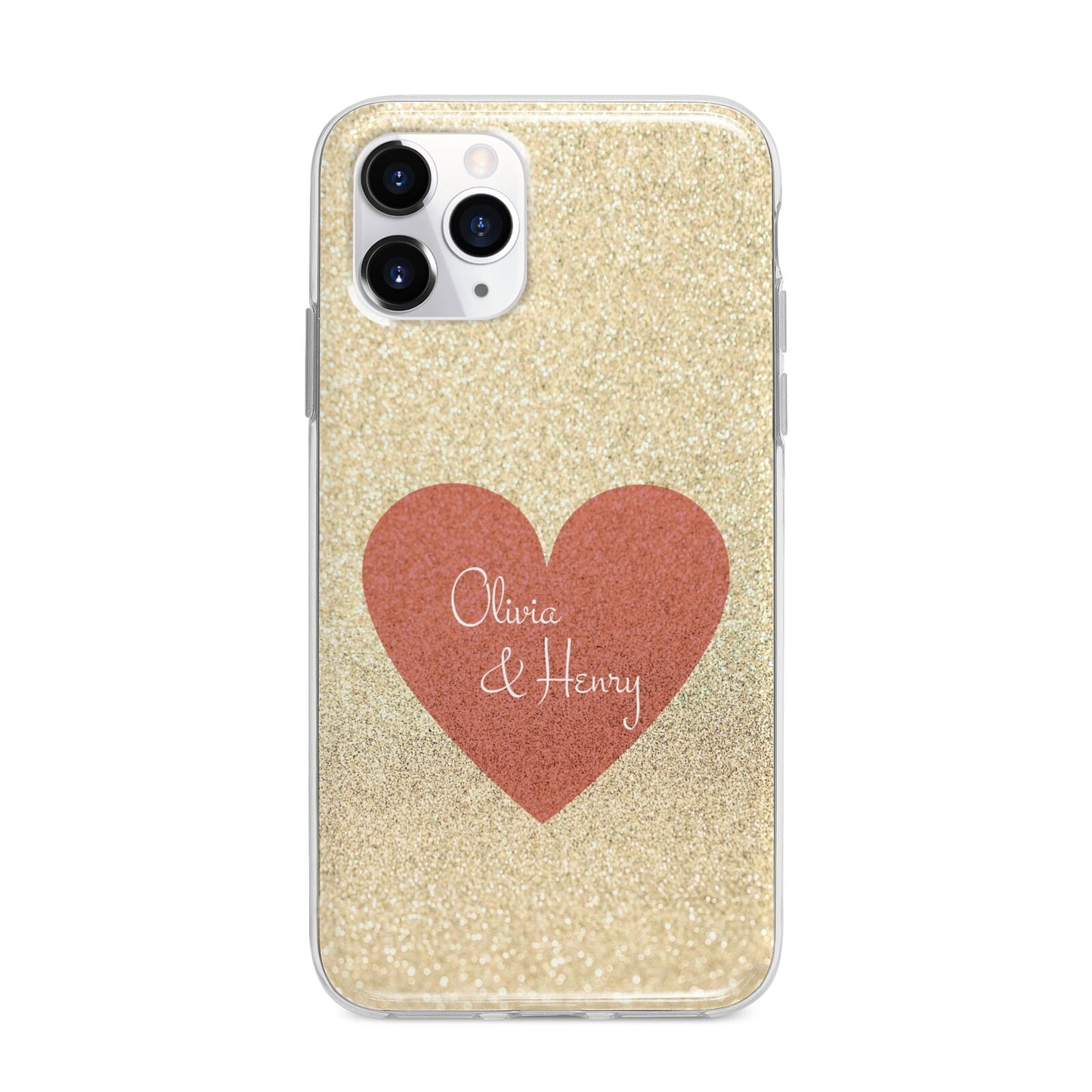 Personalised Love Heart Apple iPhone 11 Pro Max in Silver with Bumper Case