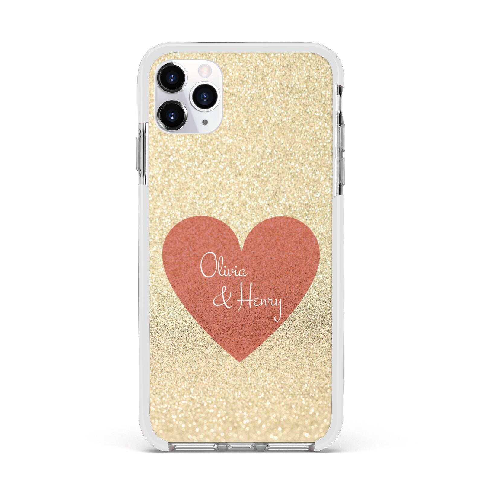 Personalised Love Heart Apple iPhone 11 Pro Max in Silver with White Impact Case