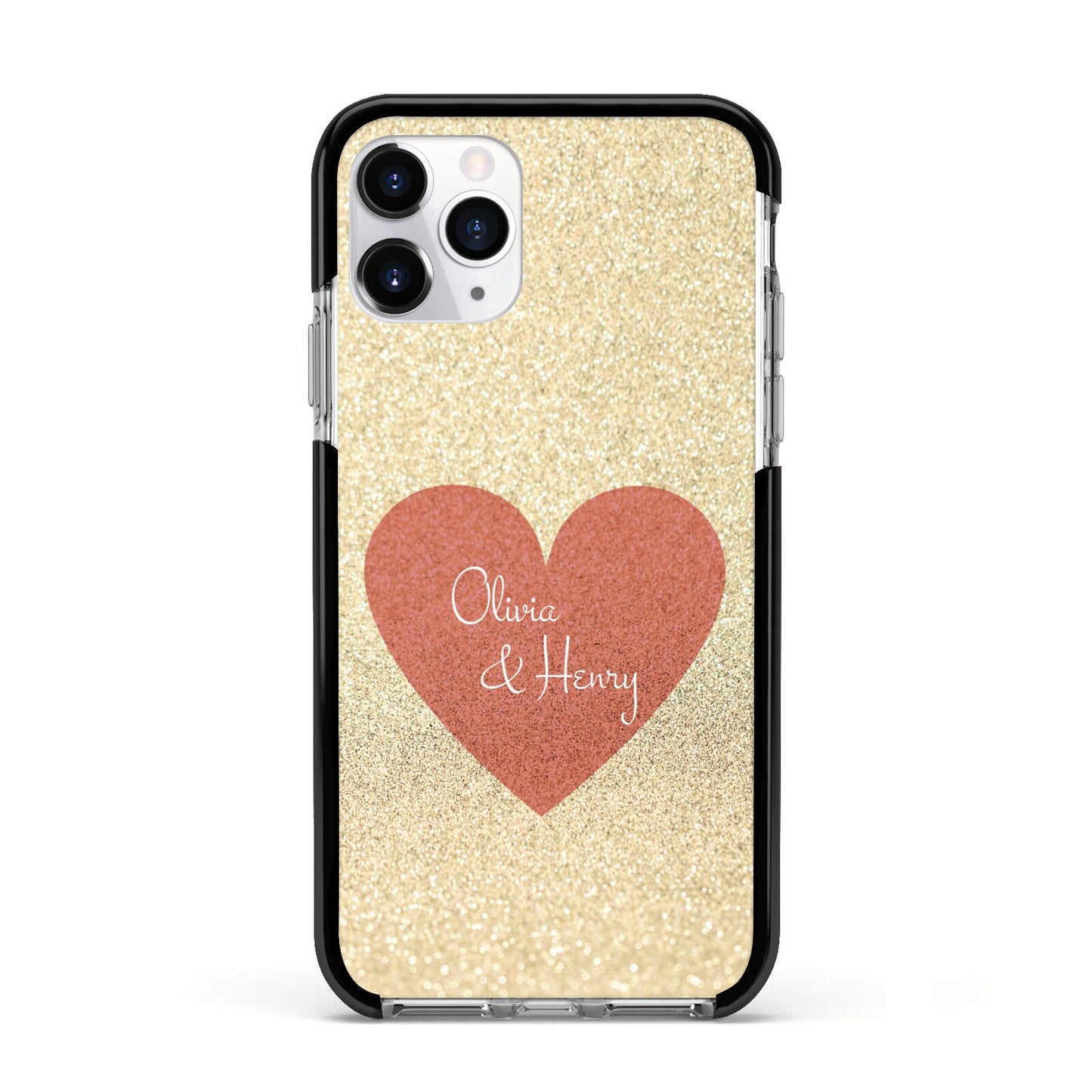 Personalised Love Heart Apple iPhone 11 Pro in Silver with Black Impact Case