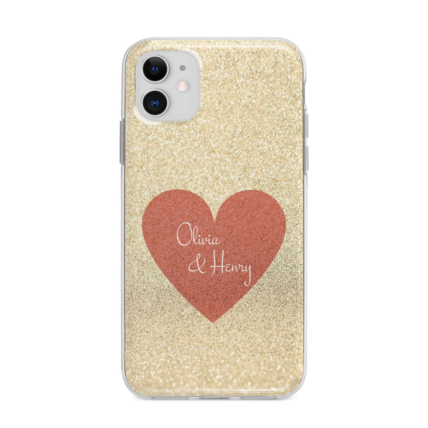 Personalised Love Heart Apple iPhone 11 in White with Bumper Case