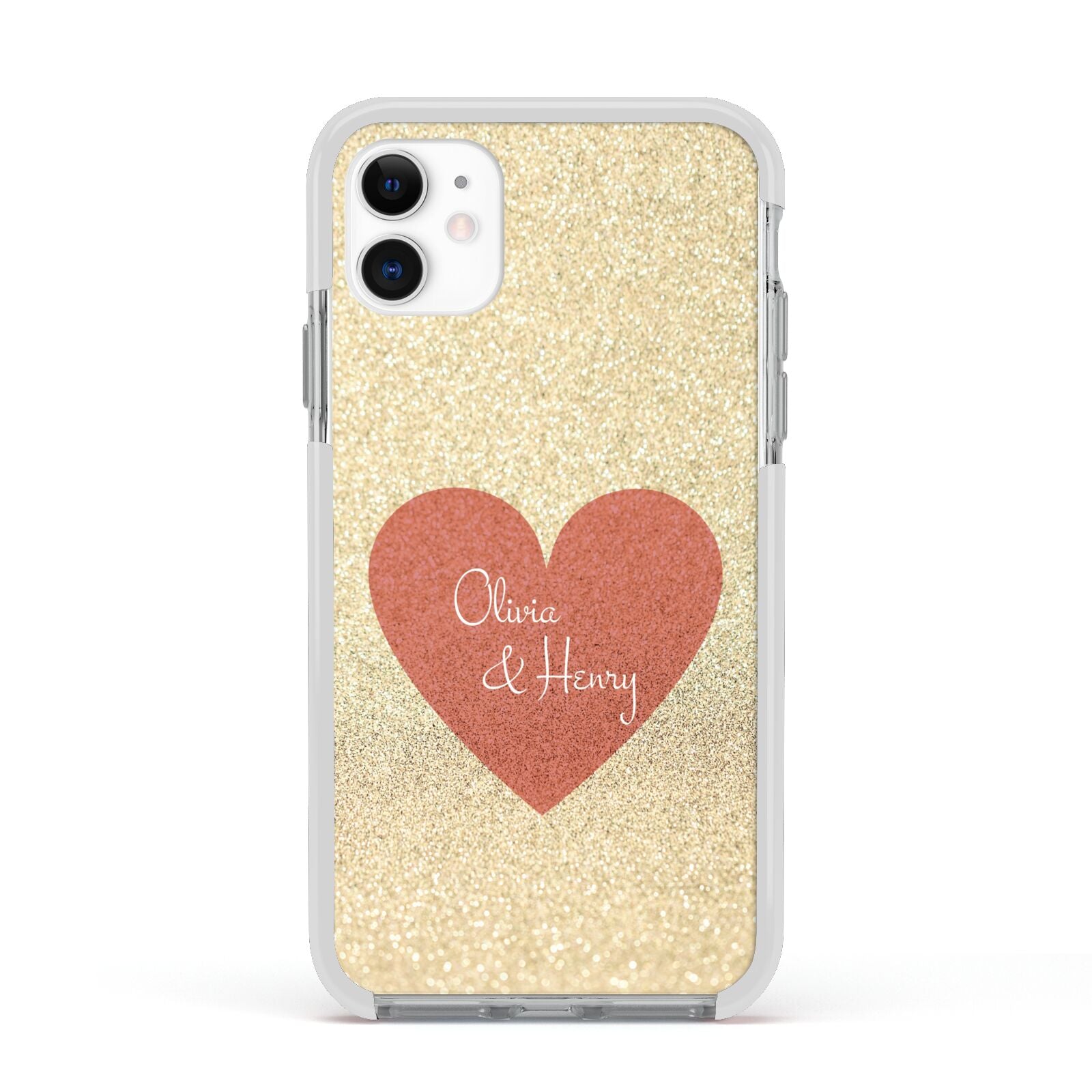 Personalised Love Heart Apple iPhone 11 in White with White Impact Case