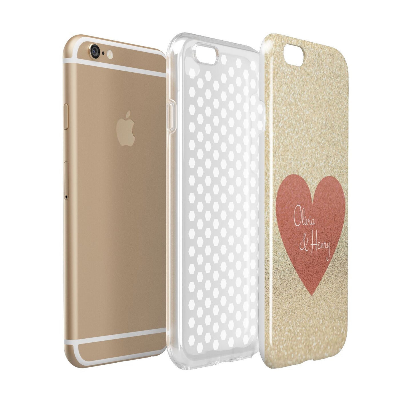 Personalised Love Heart Apple iPhone 6 3D Tough Case Expanded view