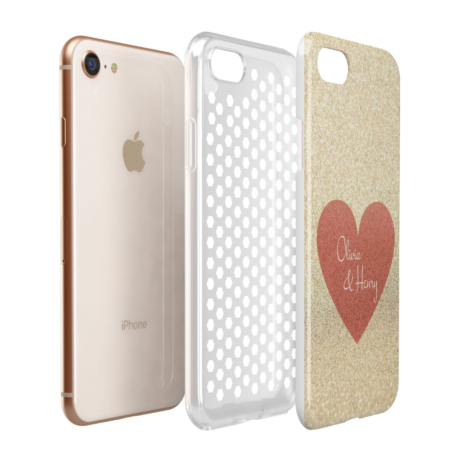 Personalised Love Heart Apple iPhone 7 8 3D Tough Case Expanded View