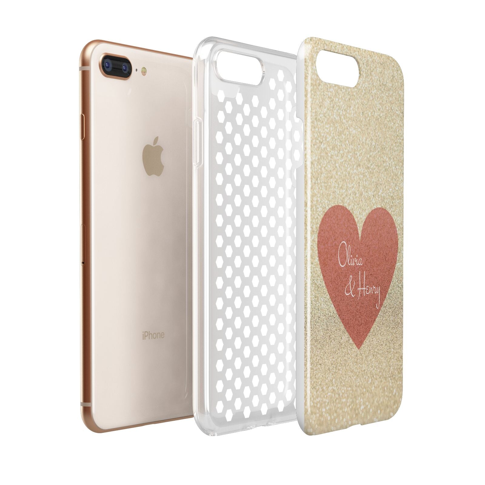 Personalised Love Heart Apple iPhone 7 8 Plus 3D Tough Case Expanded View