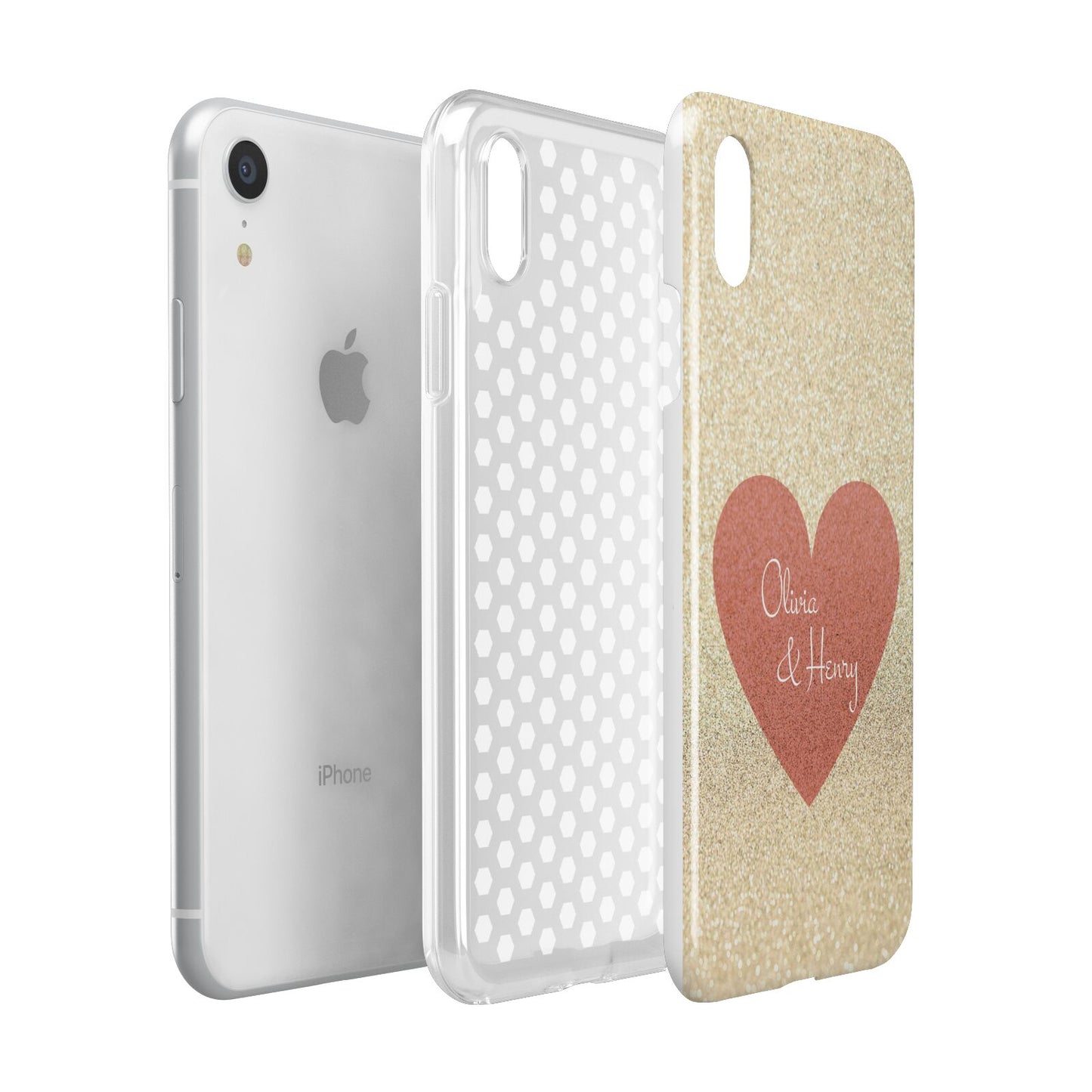 Personalised Love Heart Apple iPhone XR White 3D Tough Case Expanded view