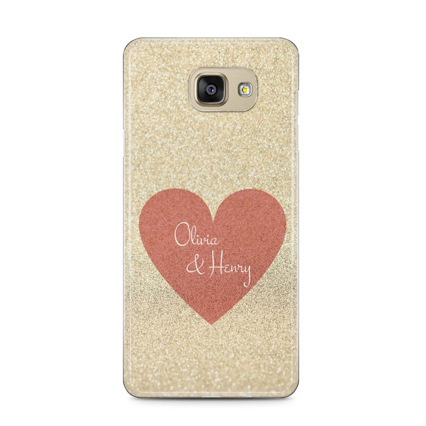 Personalised Love Heart Samsung Galaxy A5 2016 Case on gold phone