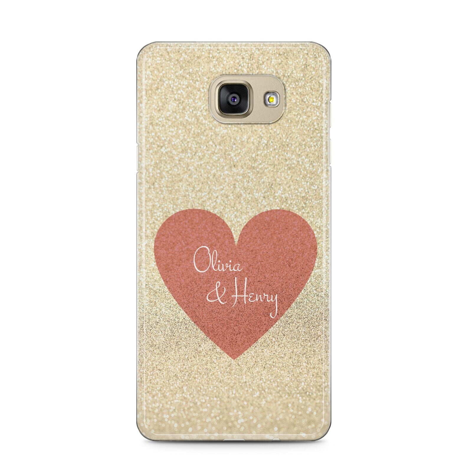 Personalised Love Heart Samsung Galaxy A5 2016 Case on gold phone