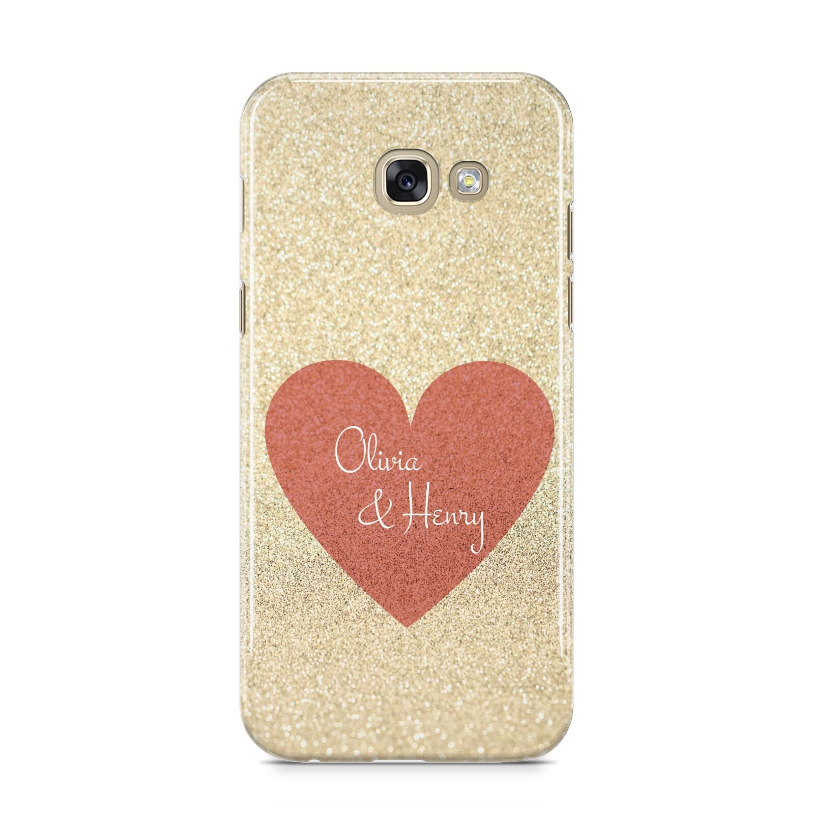 Personalised Love Heart Samsung Galaxy A5 2017 Case on gold phone