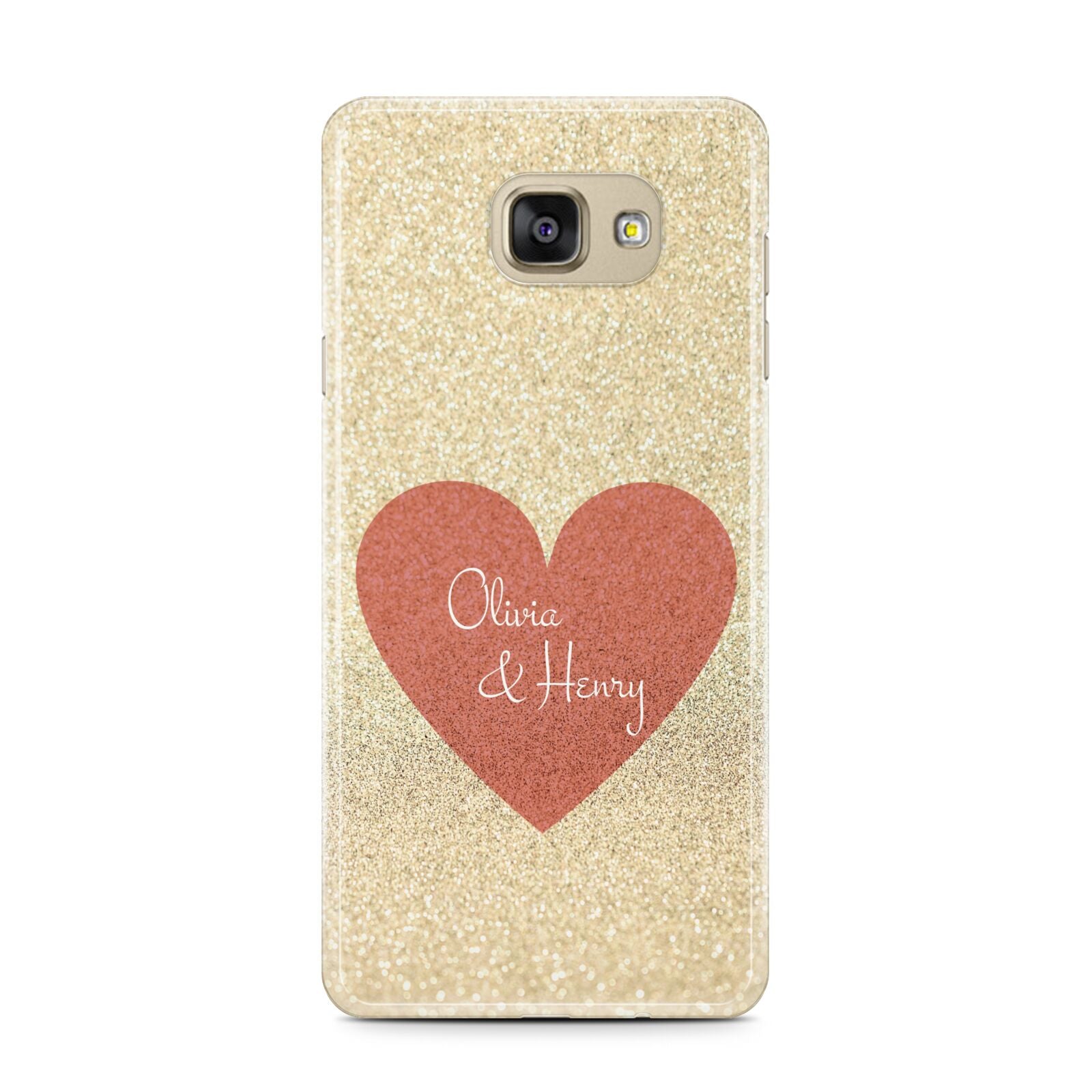 Personalised Love Heart Samsung Galaxy A7 2016 Case on gold phone