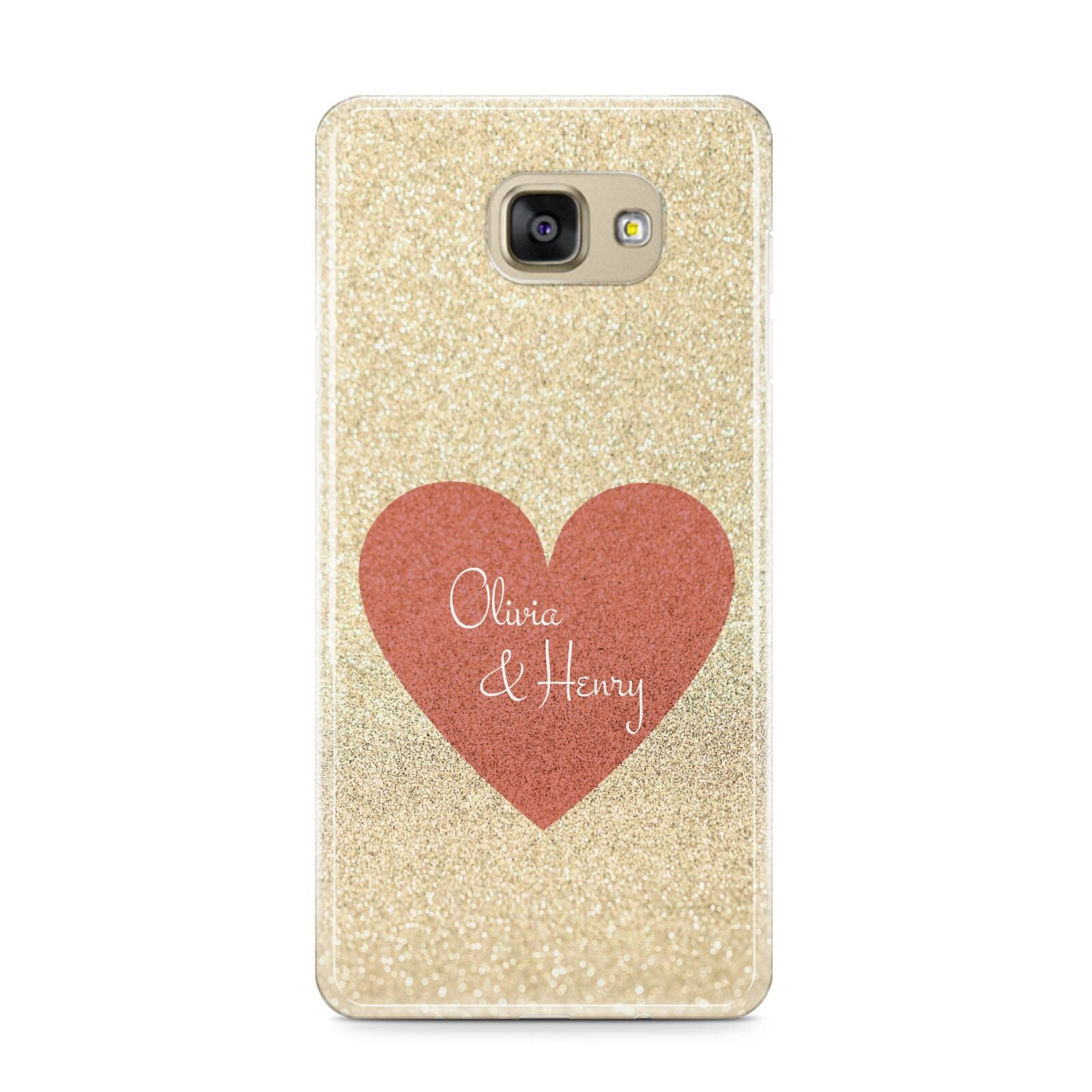 Personalised Love Heart Samsung Galaxy A9 2016 Case on gold phone