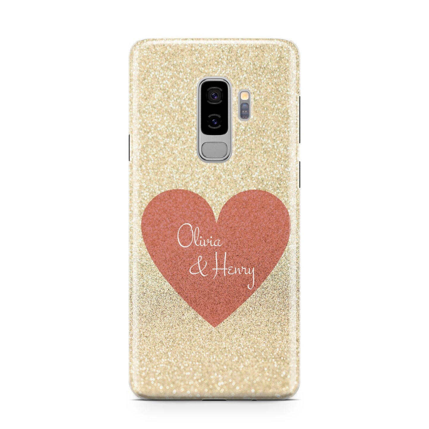 Personalised Love Heart Samsung Galaxy S9 Plus Case on Silver phone