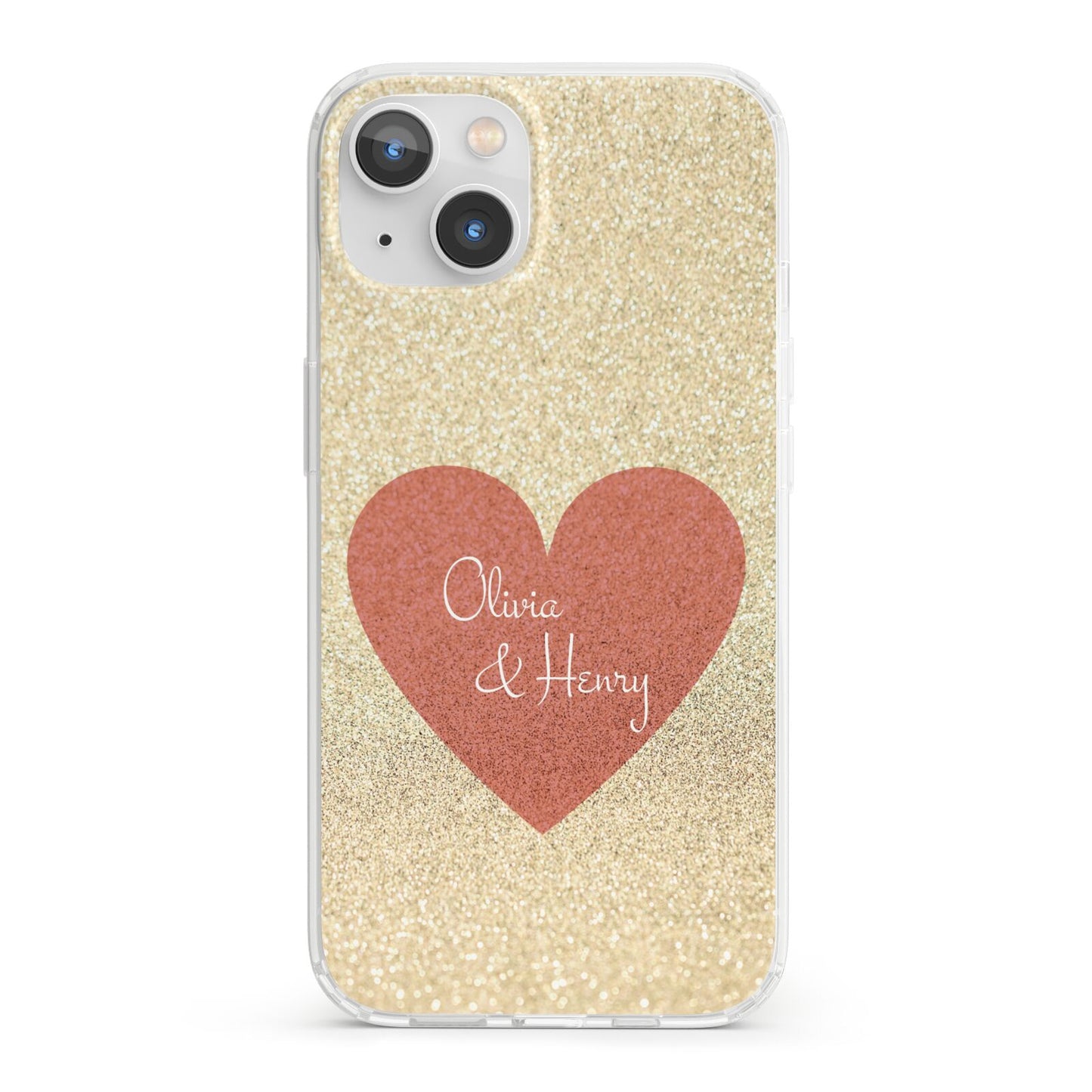 Personalised Love Heart iPhone 13 Clear Bumper Case