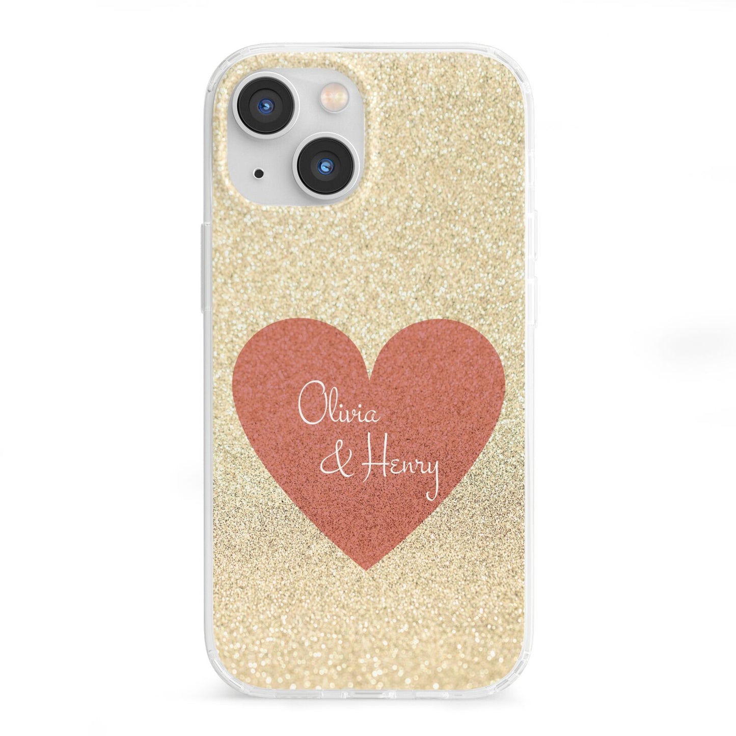 Personalised Love Heart iPhone 13 Mini Clear Bumper Case