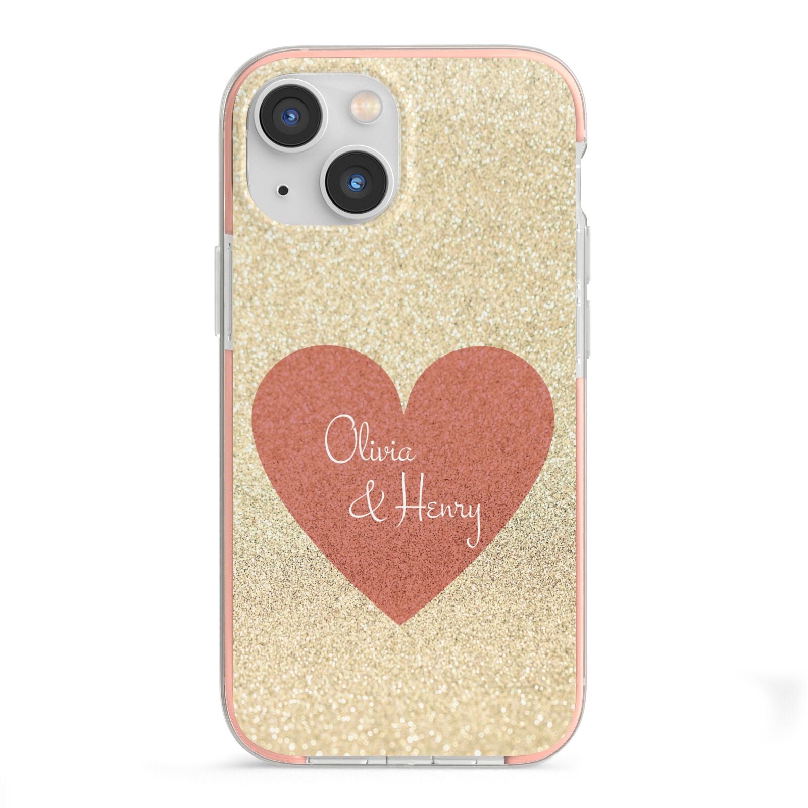 Personalised Love Heart iPhone 13 Mini TPU Impact Case with Pink Edges