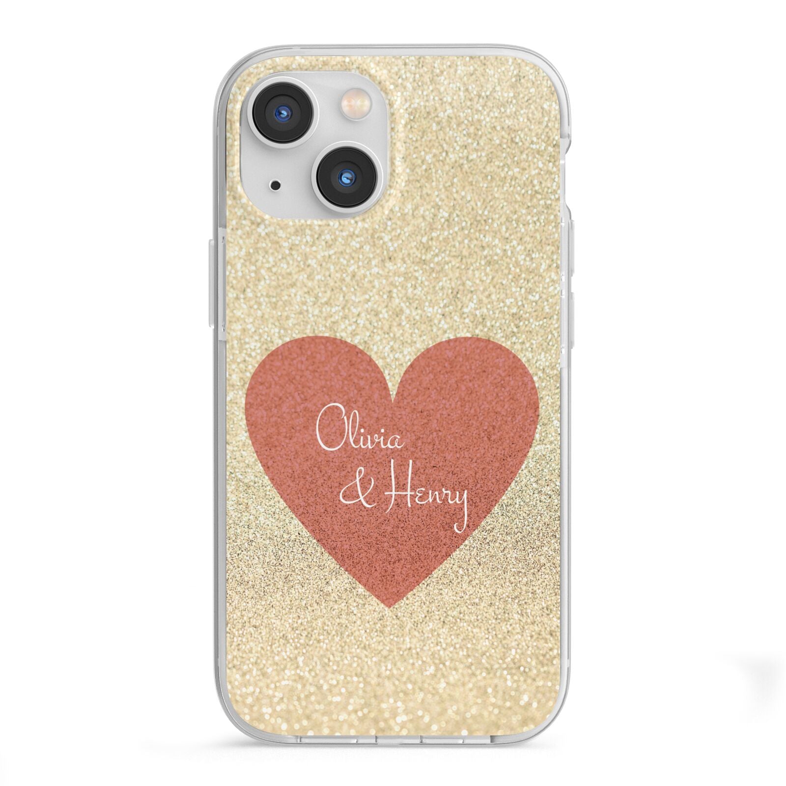 Personalised Love Heart iPhone 13 Mini TPU Impact Case with White Edges