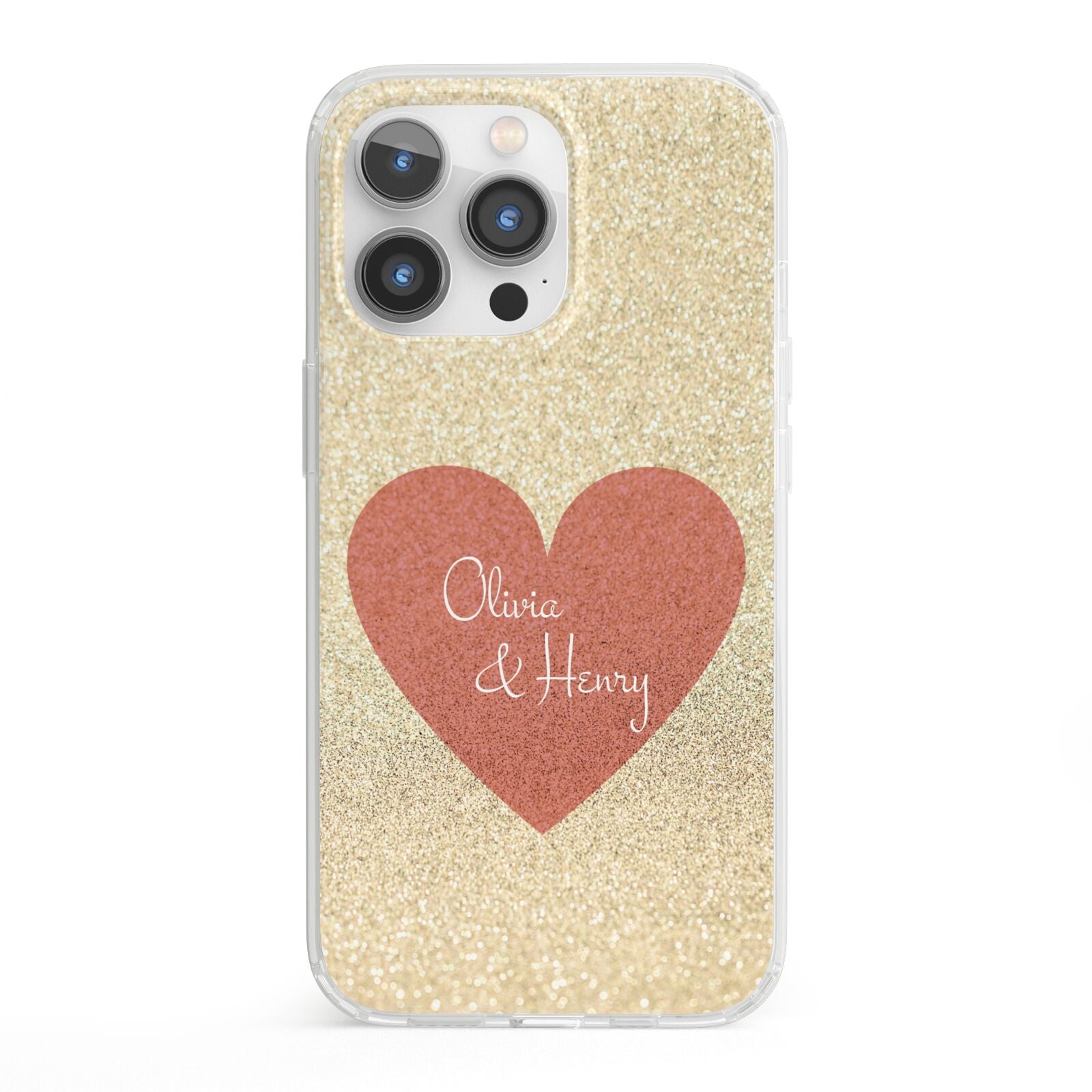 Personalised Love Heart iPhone 13 Pro Clear Bumper Case