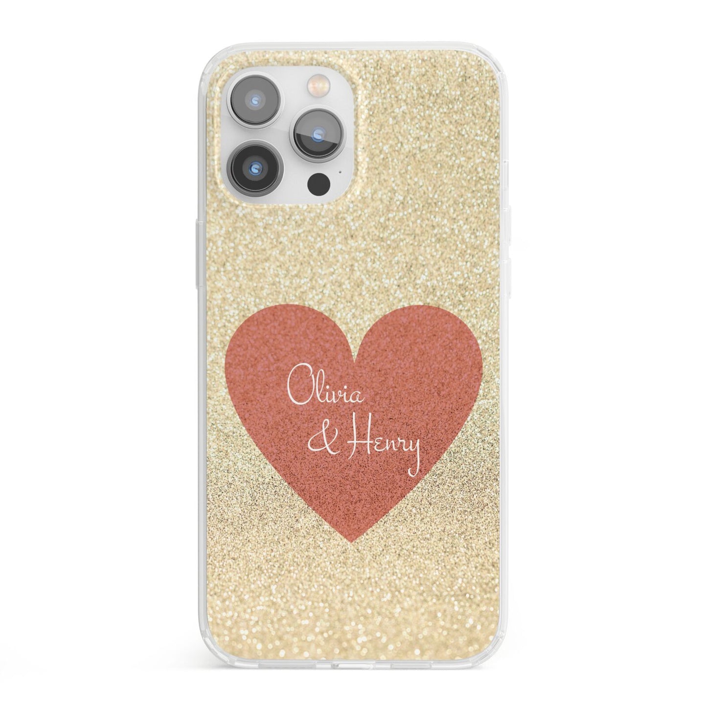 Personalised Love Heart iPhone 13 Pro Max Clear Bumper Case