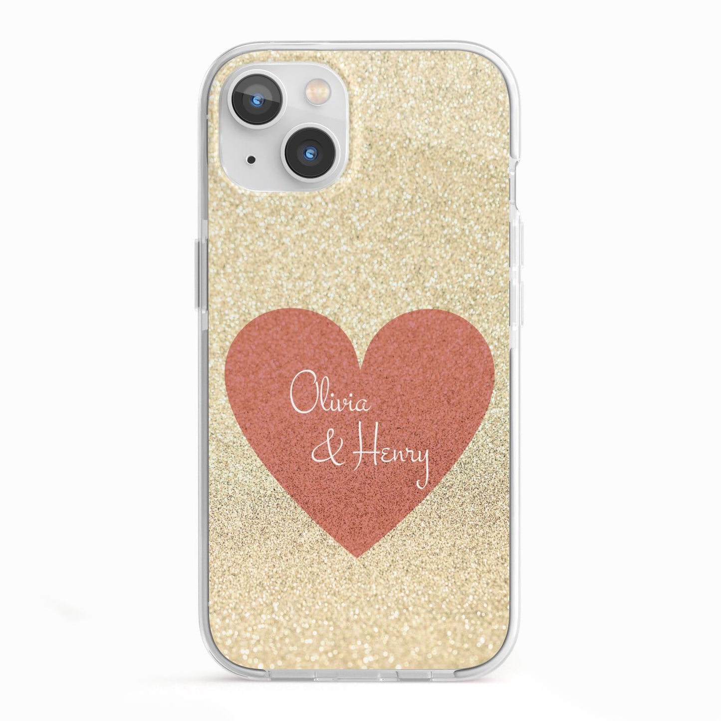 Personalised Love Heart iPhone 13 TPU Impact Case with White Edges