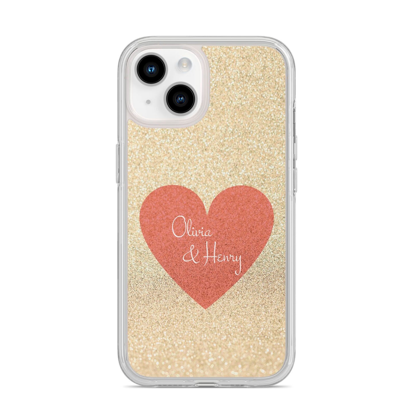 Personalised Love Heart iPhone 14 Clear Tough Case Starlight