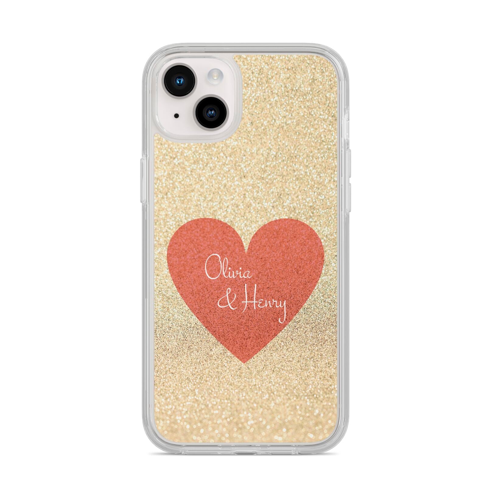 Personalised Love Heart iPhone 14 Plus Clear Tough Case Starlight