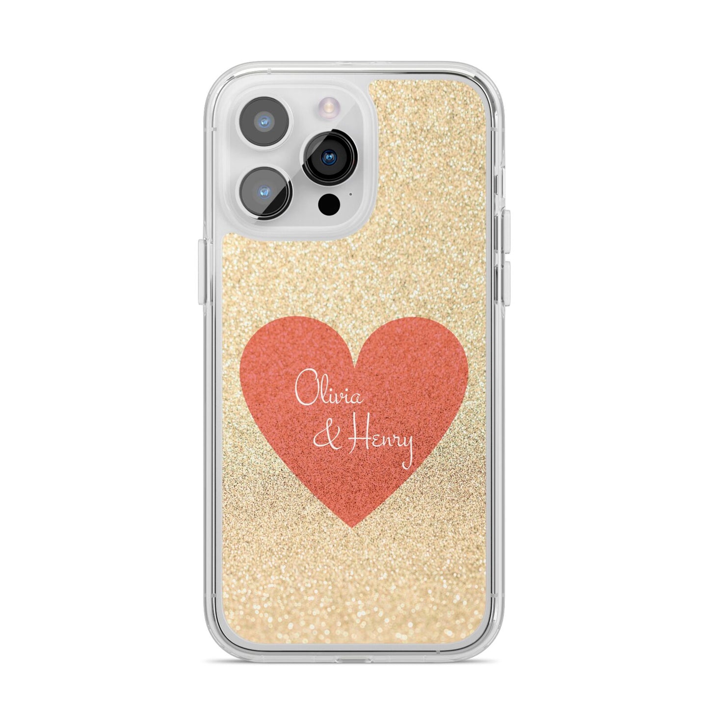 Personalised Love Heart iPhone 14 Pro Max Clear Tough Case Silver