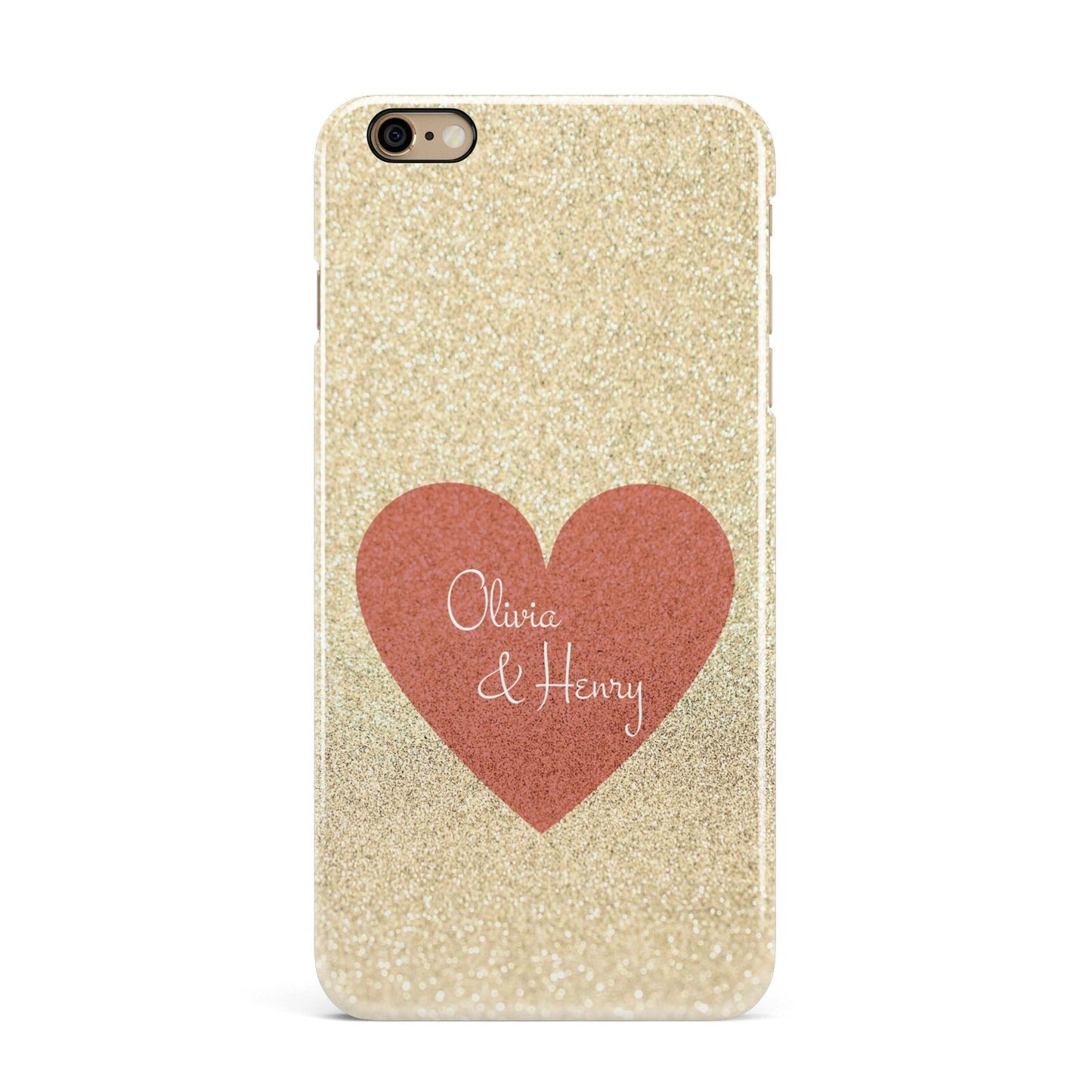 Personalised Love Heart iPhone 6 Plus 3D Snap Case on Gold Phone