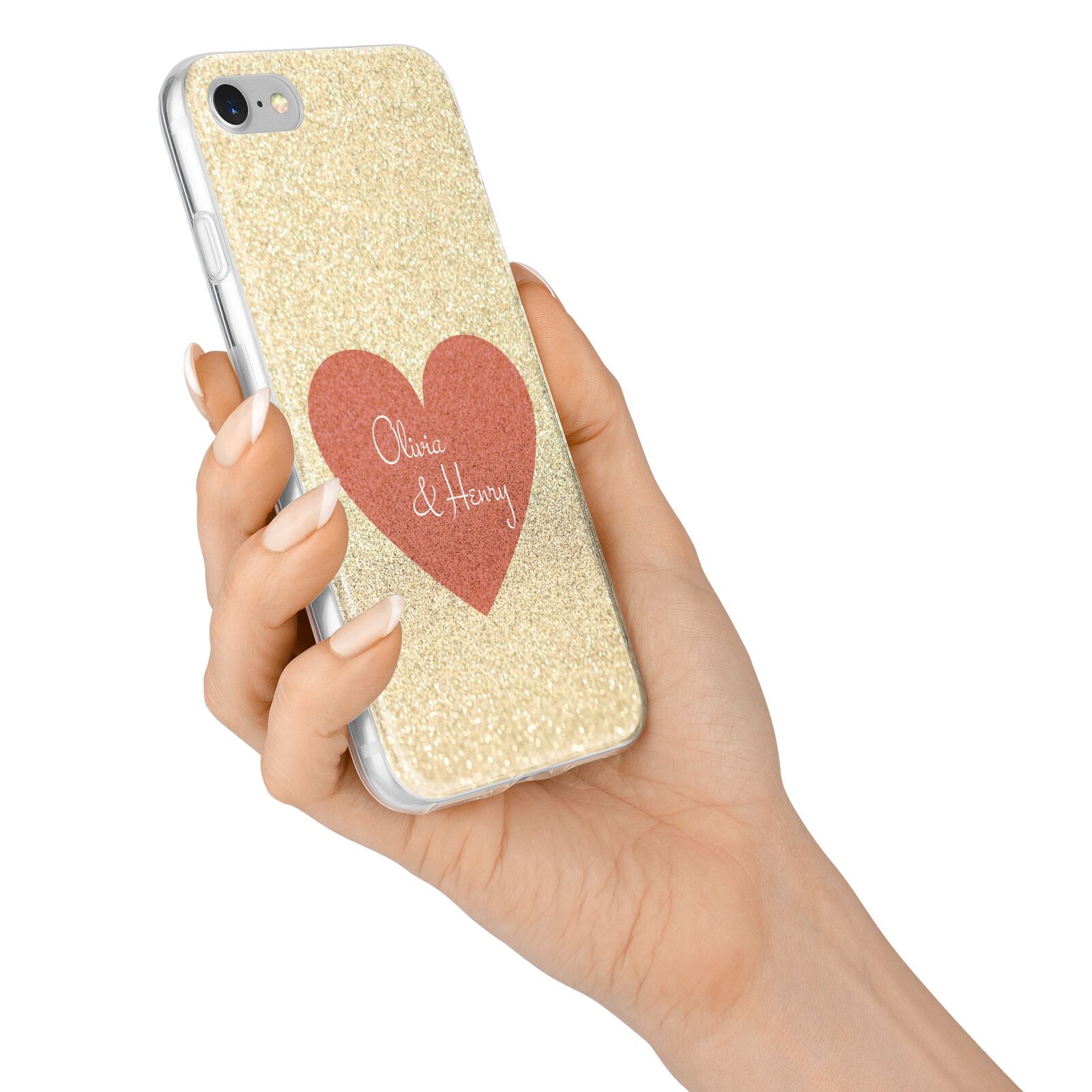 Personalised Love Heart iPhone 7 Bumper Case on Silver iPhone Alternative Image