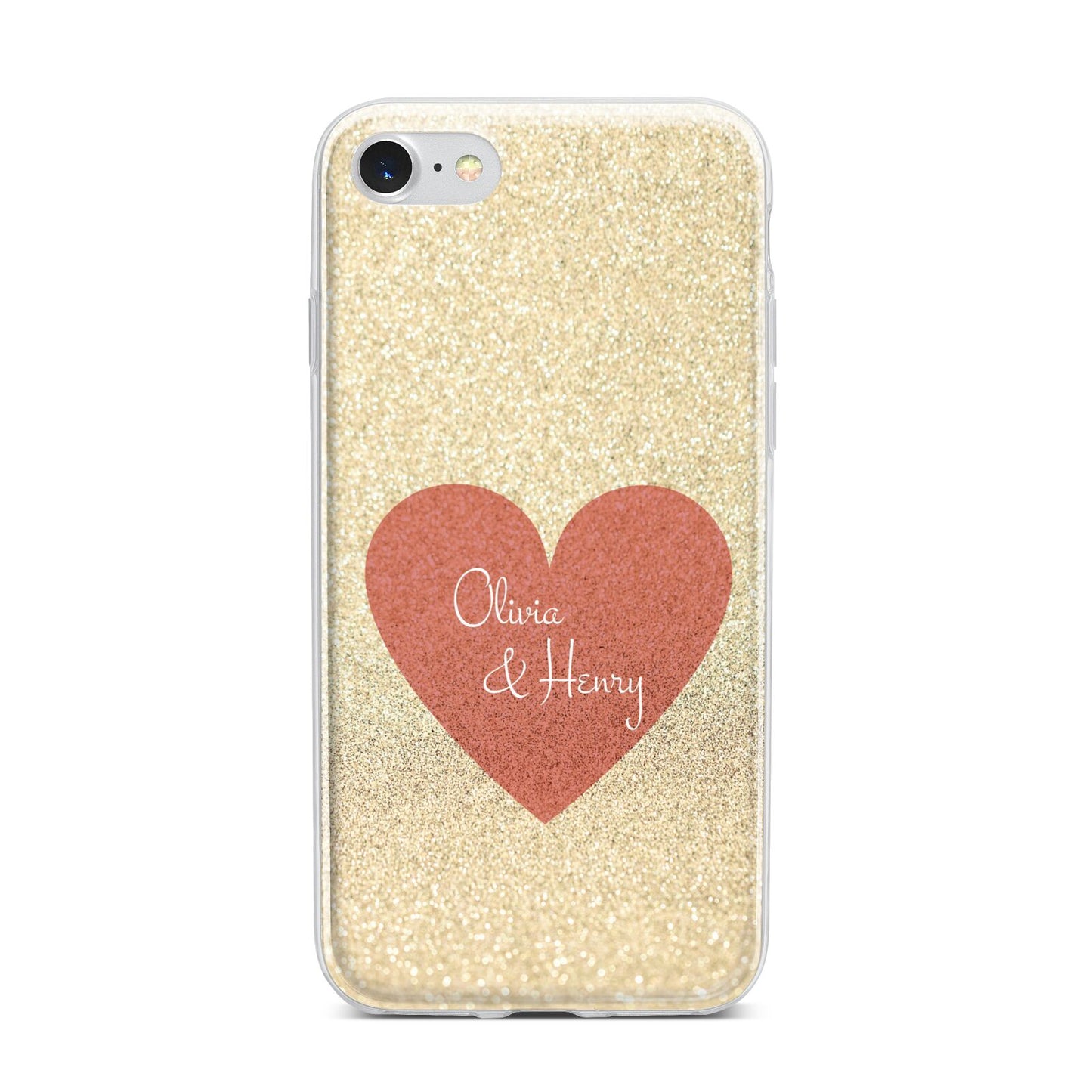 Personalised Love Heart iPhone 7 Bumper Case on Silver iPhone