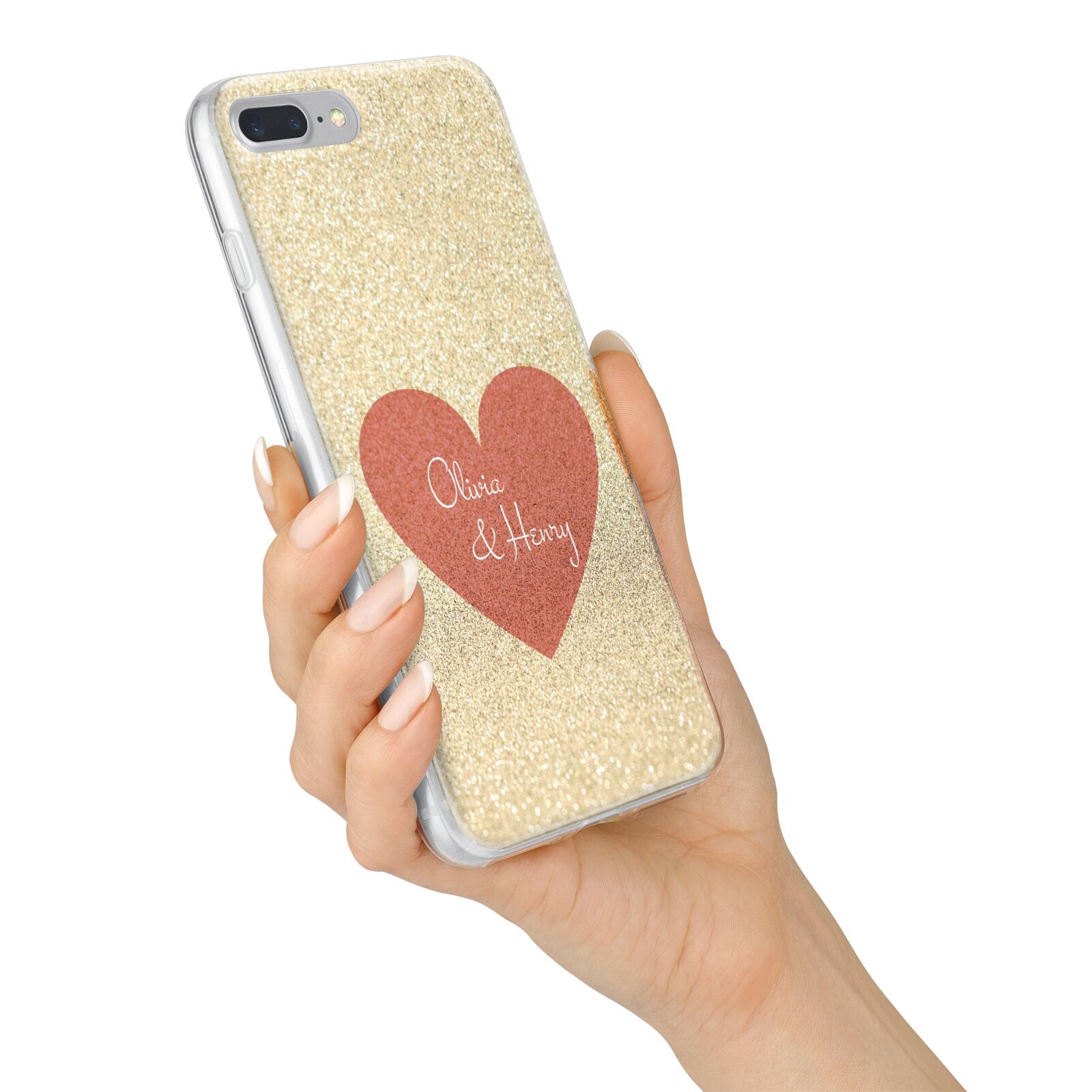 Personalised Love Heart iPhone 7 Plus Bumper Case on Silver iPhone Alternative Image