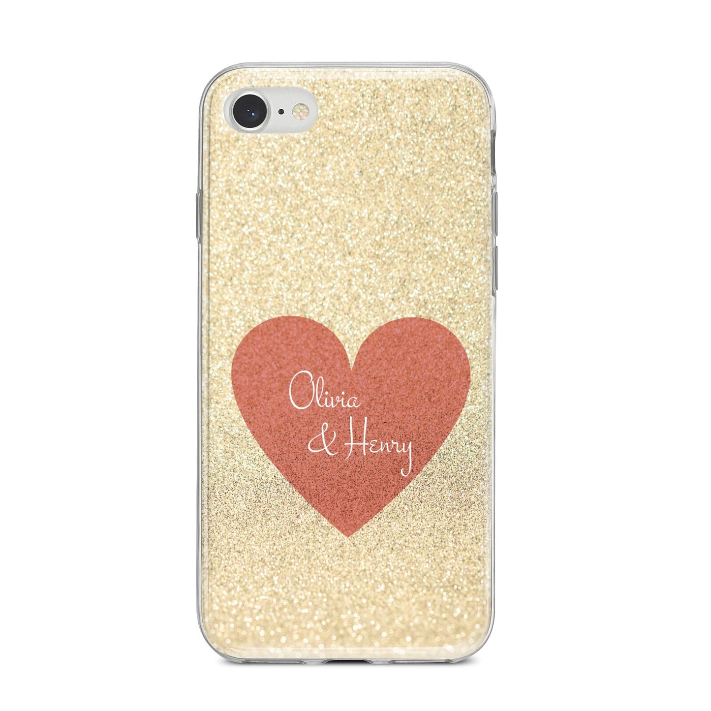 Personalised Love Heart iPhone 8 Bumper Case on Silver iPhone