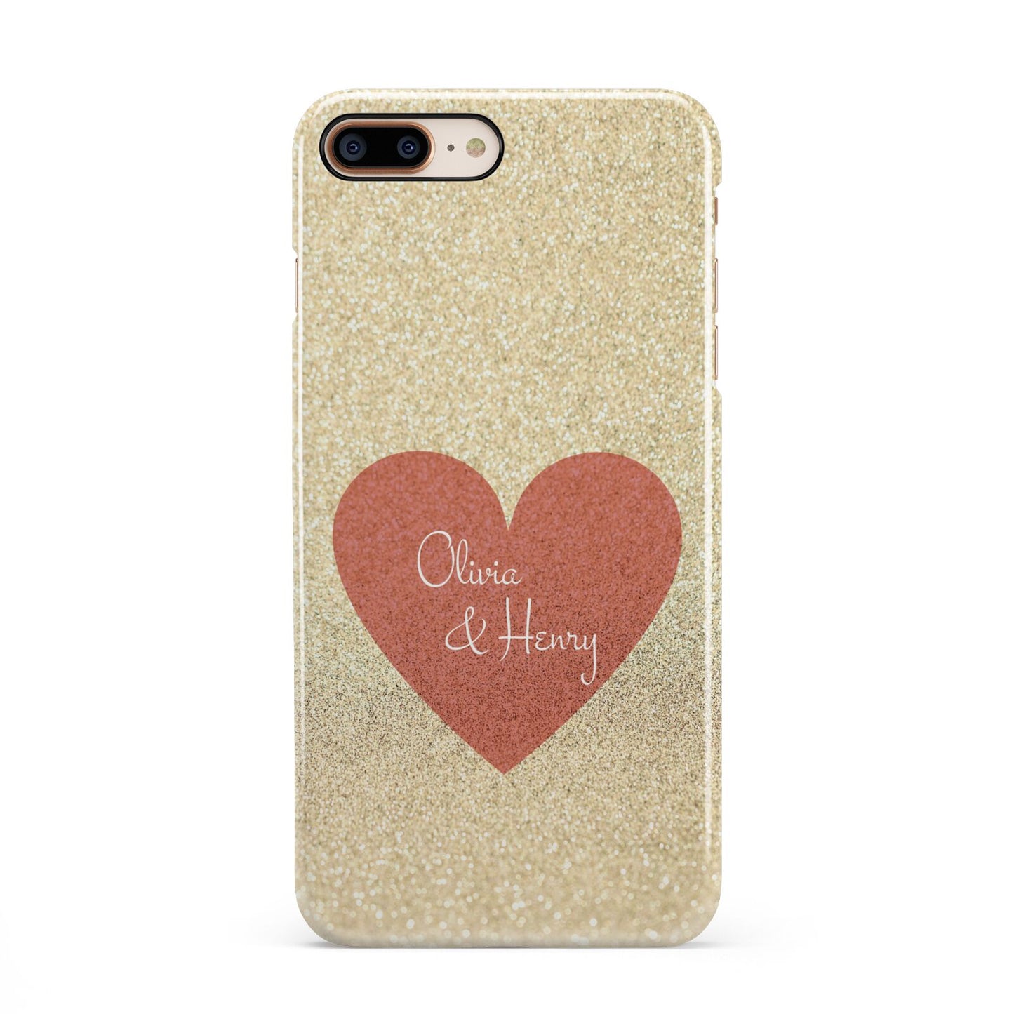 Personalised Love Heart iPhone 8 Plus 3D Snap Case on Gold Phone