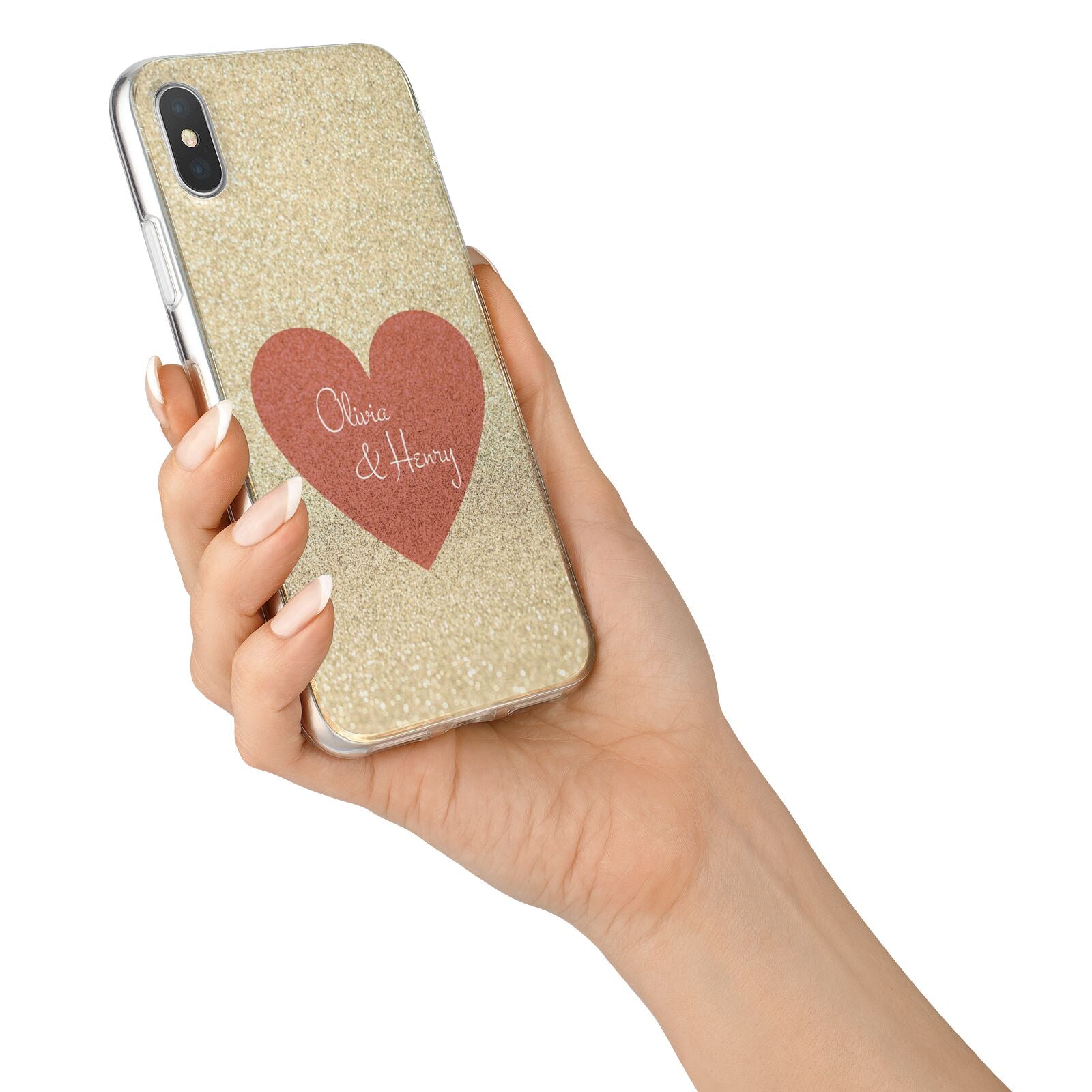 Personalised Love Heart iPhone X Bumper Case on Silver iPhone Alternative Image 2