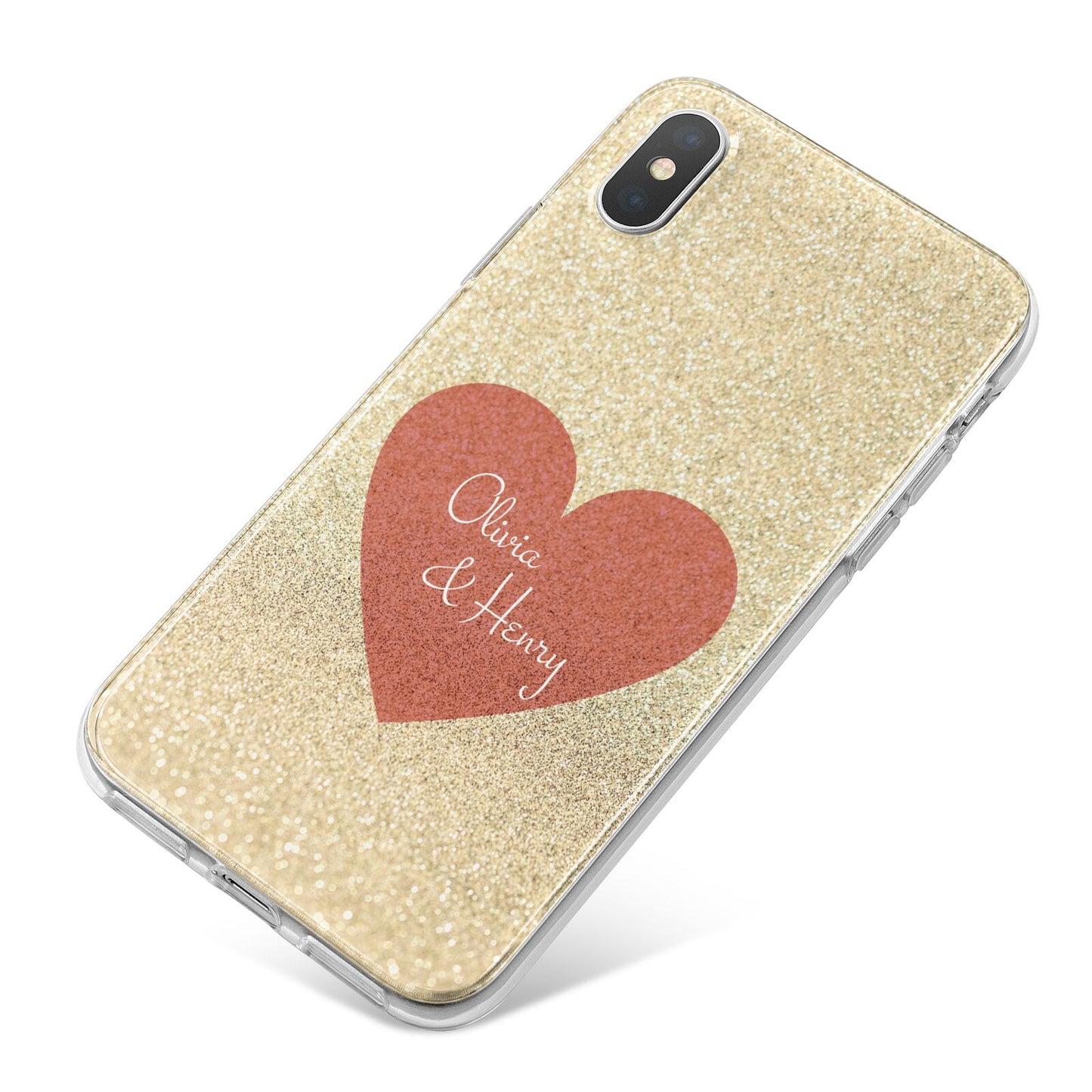 Personalised Love Heart iPhone X Bumper Case on Silver iPhone