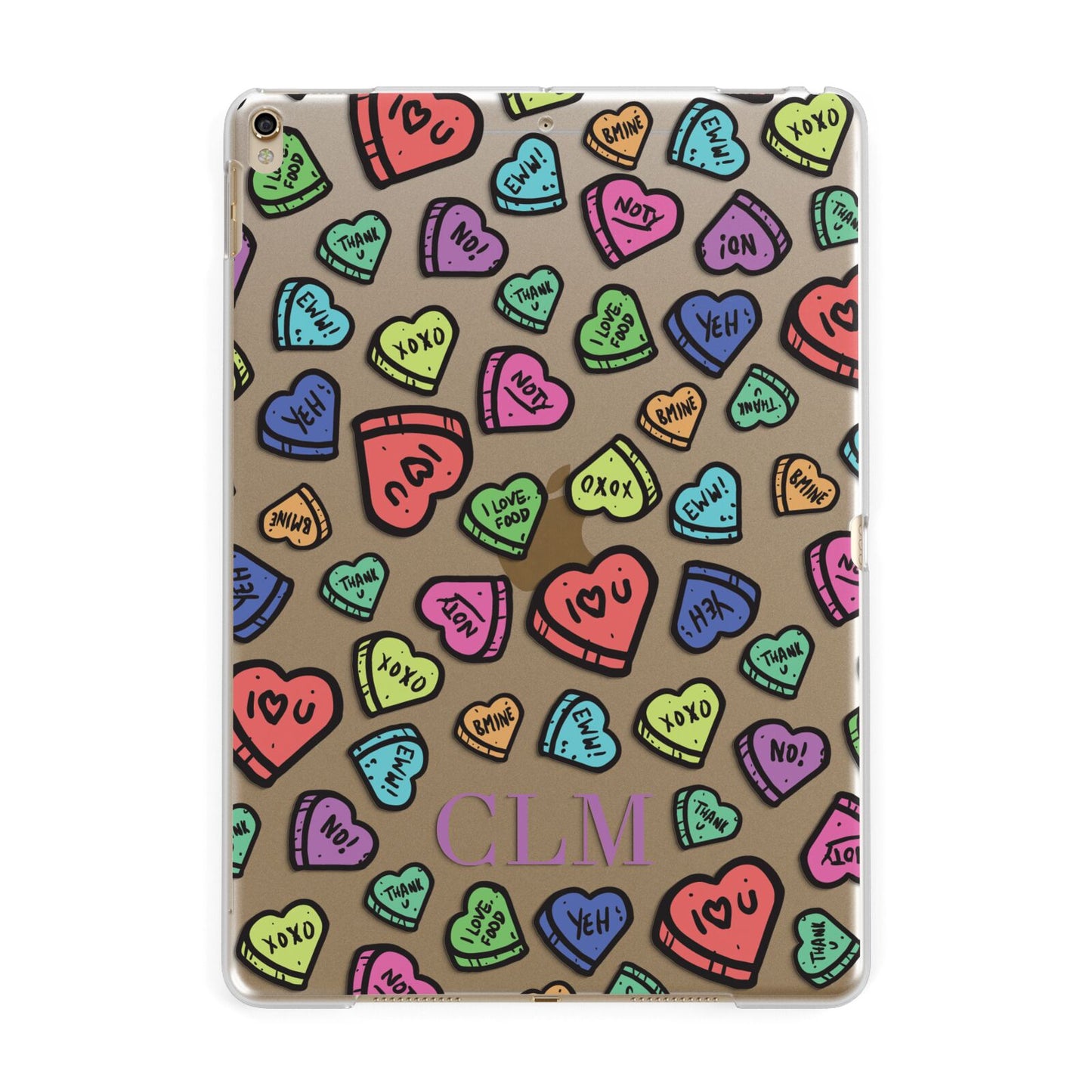 Personalised Love Hearts Initials Apple iPad Gold Case