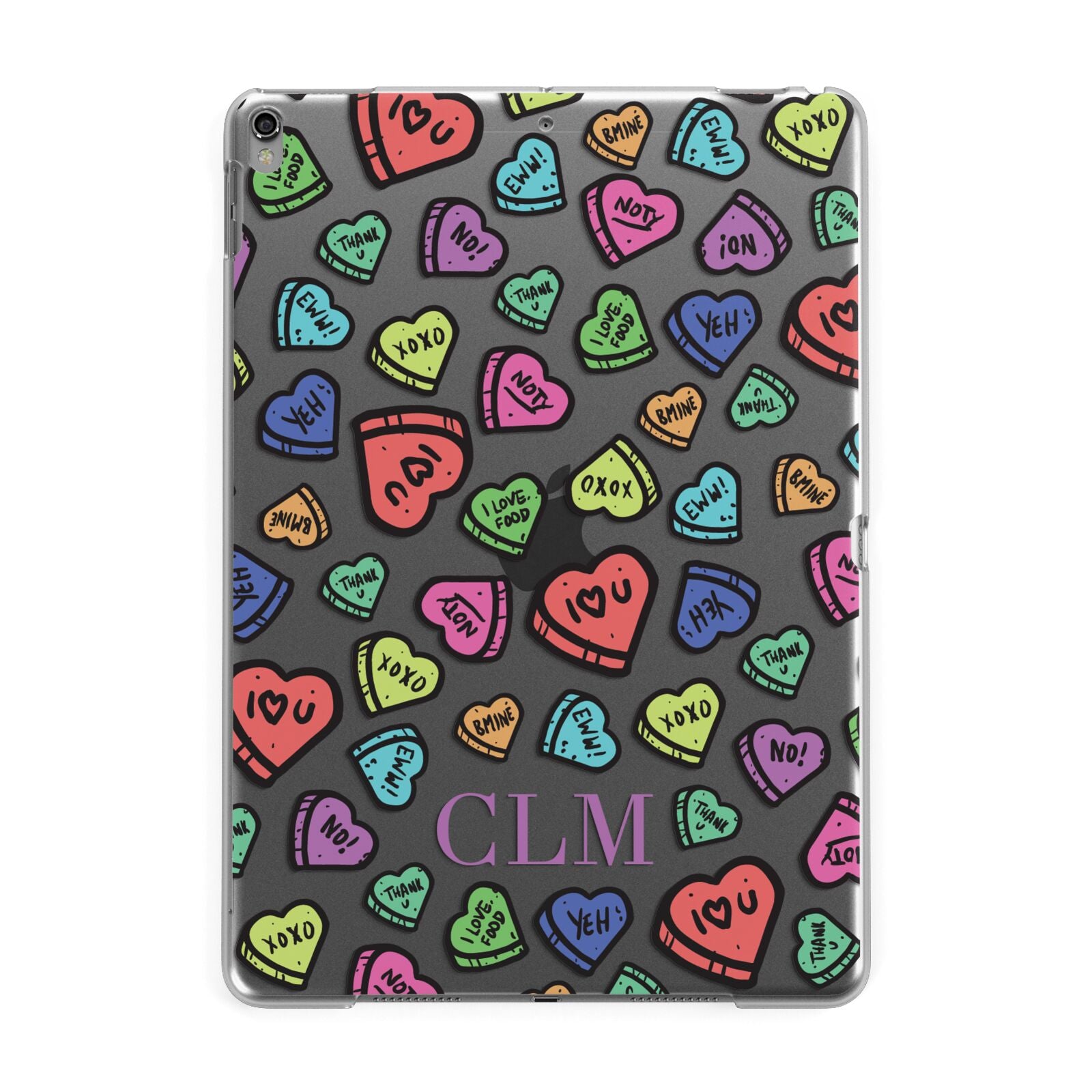 Personalised Love Hearts Initials Apple iPad Grey Case