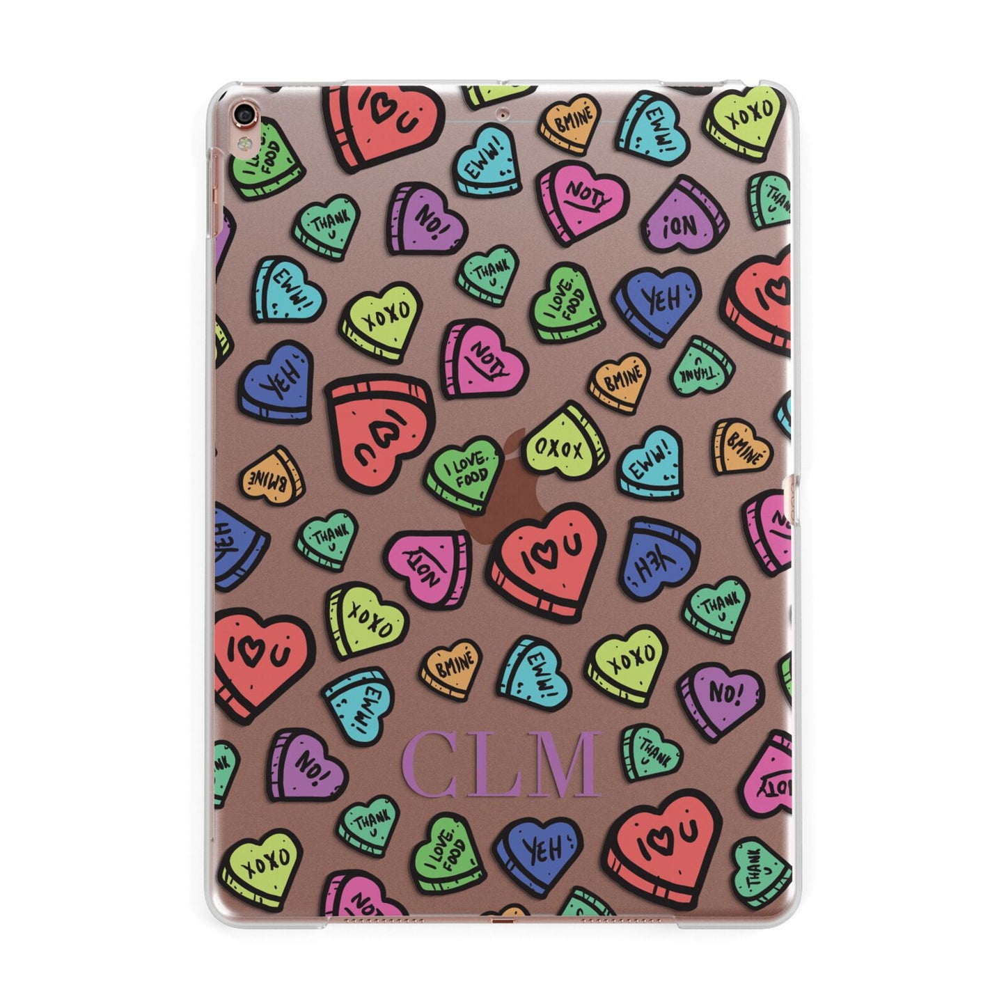 Personalised Love Hearts Initials Apple iPad Rose Gold Case