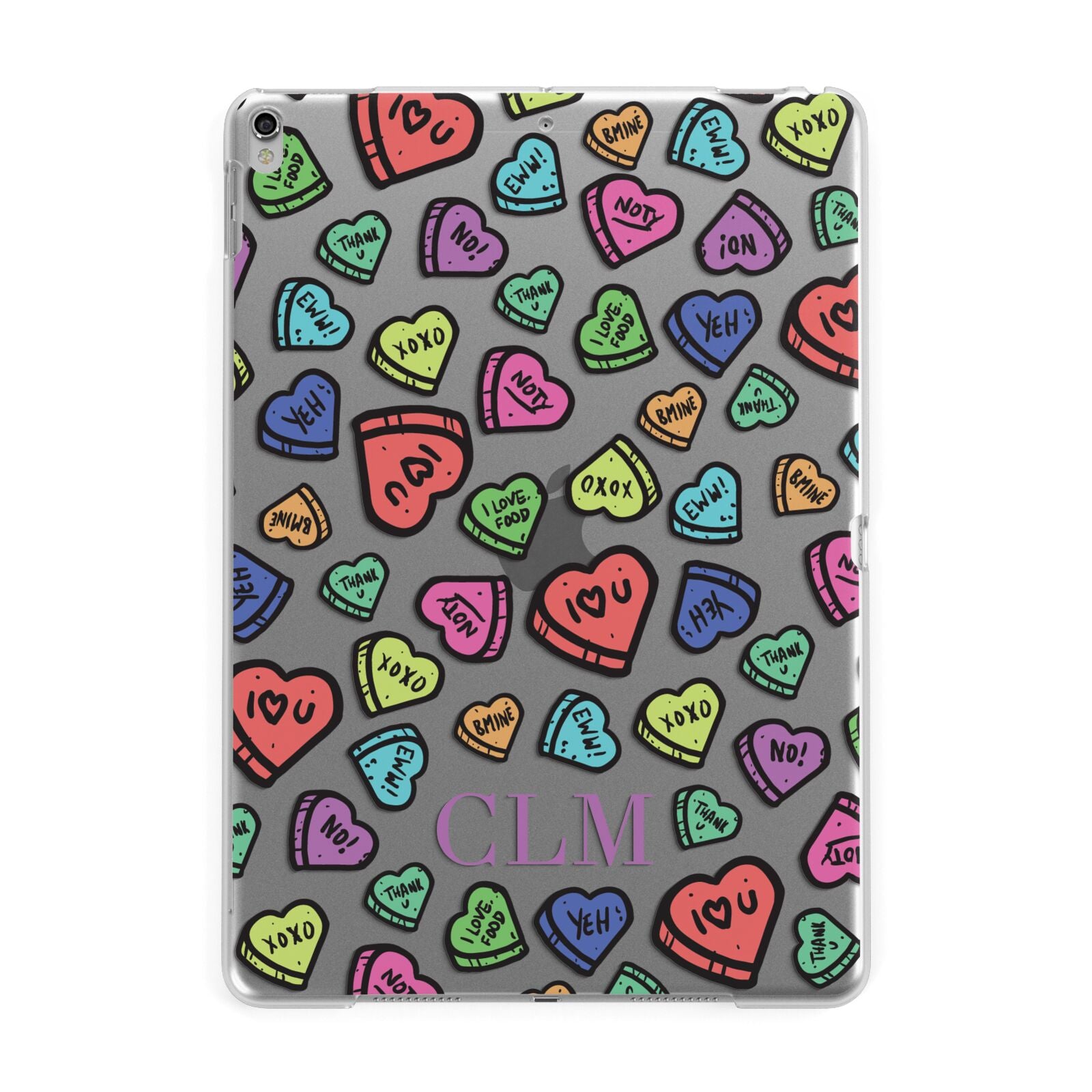 Personalised Love Hearts Initials Apple iPad Silver Case