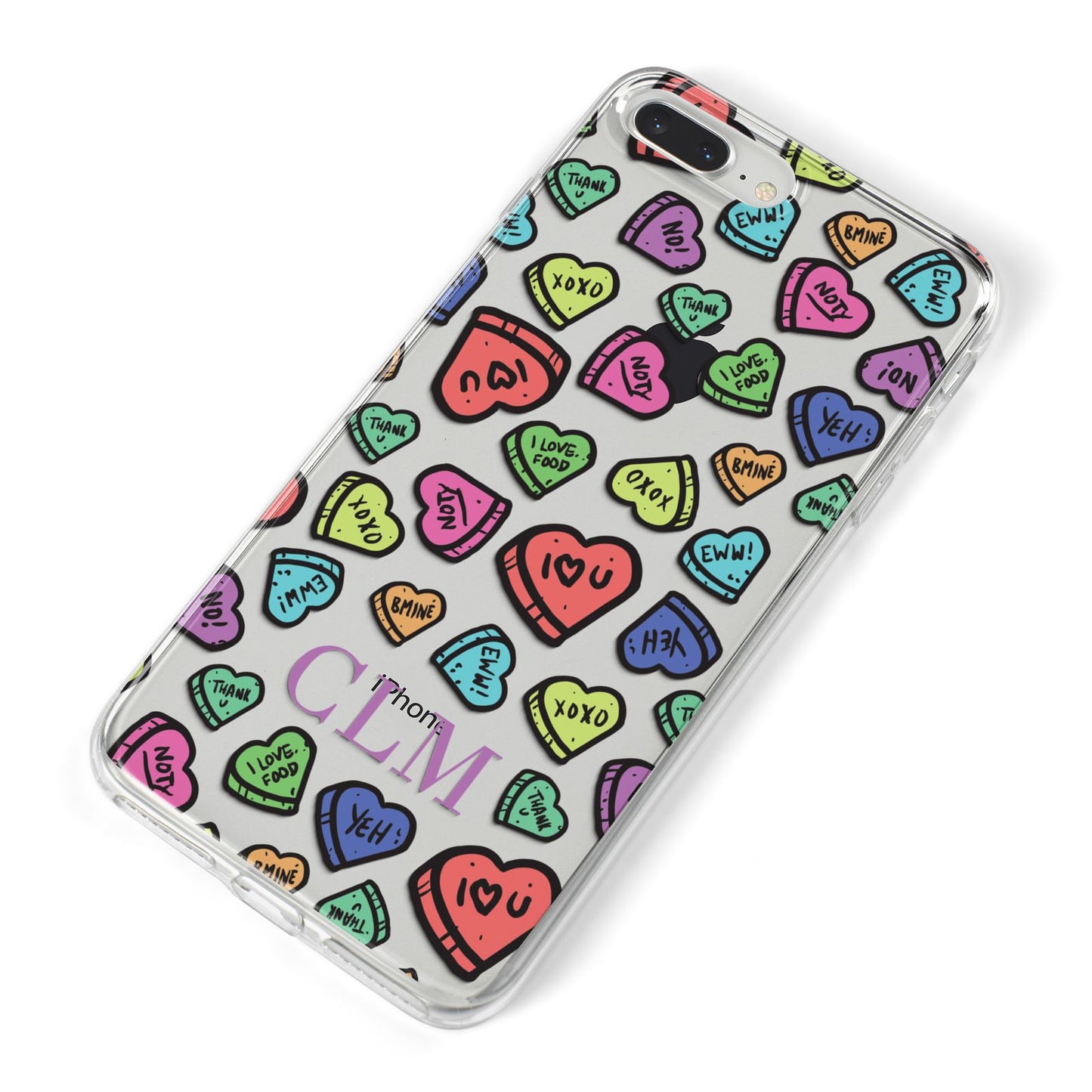 Personalised Love Hearts Initials iPhone 8 Plus Bumper Case on Silver iPhone Alternative Image