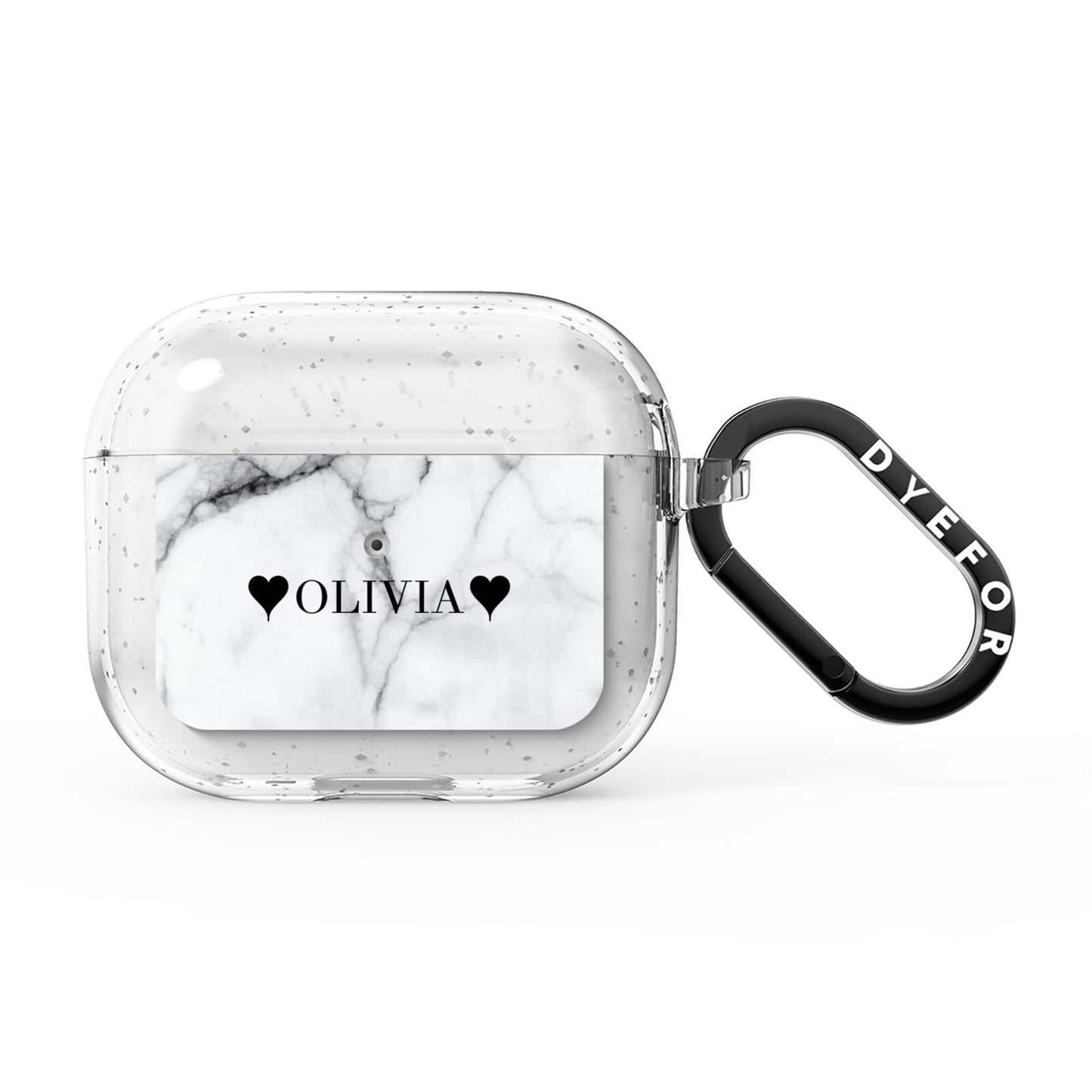 Personalised Love Hearts Marble Name AirPods Glitter Case 3rd Gen