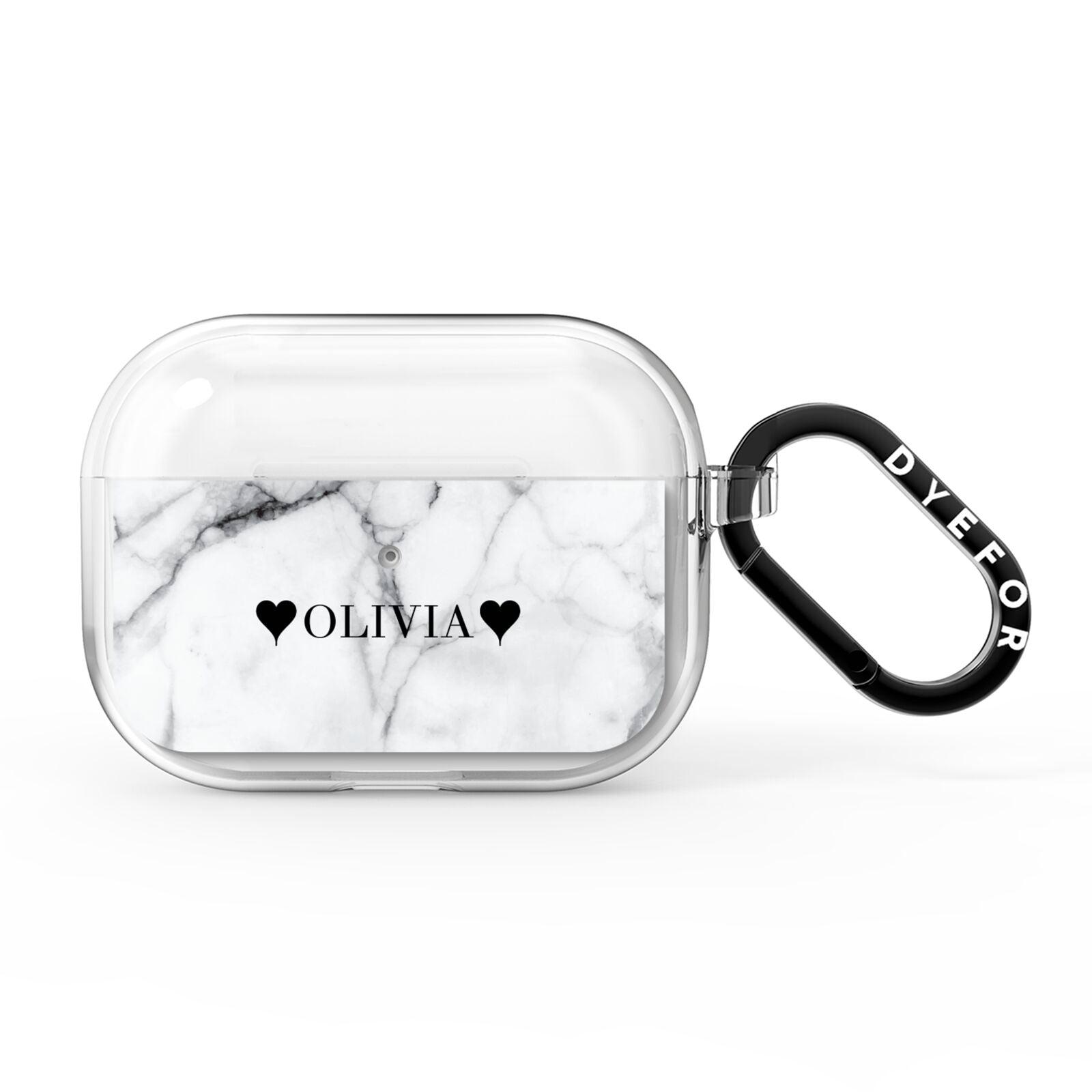 Personalised Love Hearts Marble Name AirPods Pro Clear Case