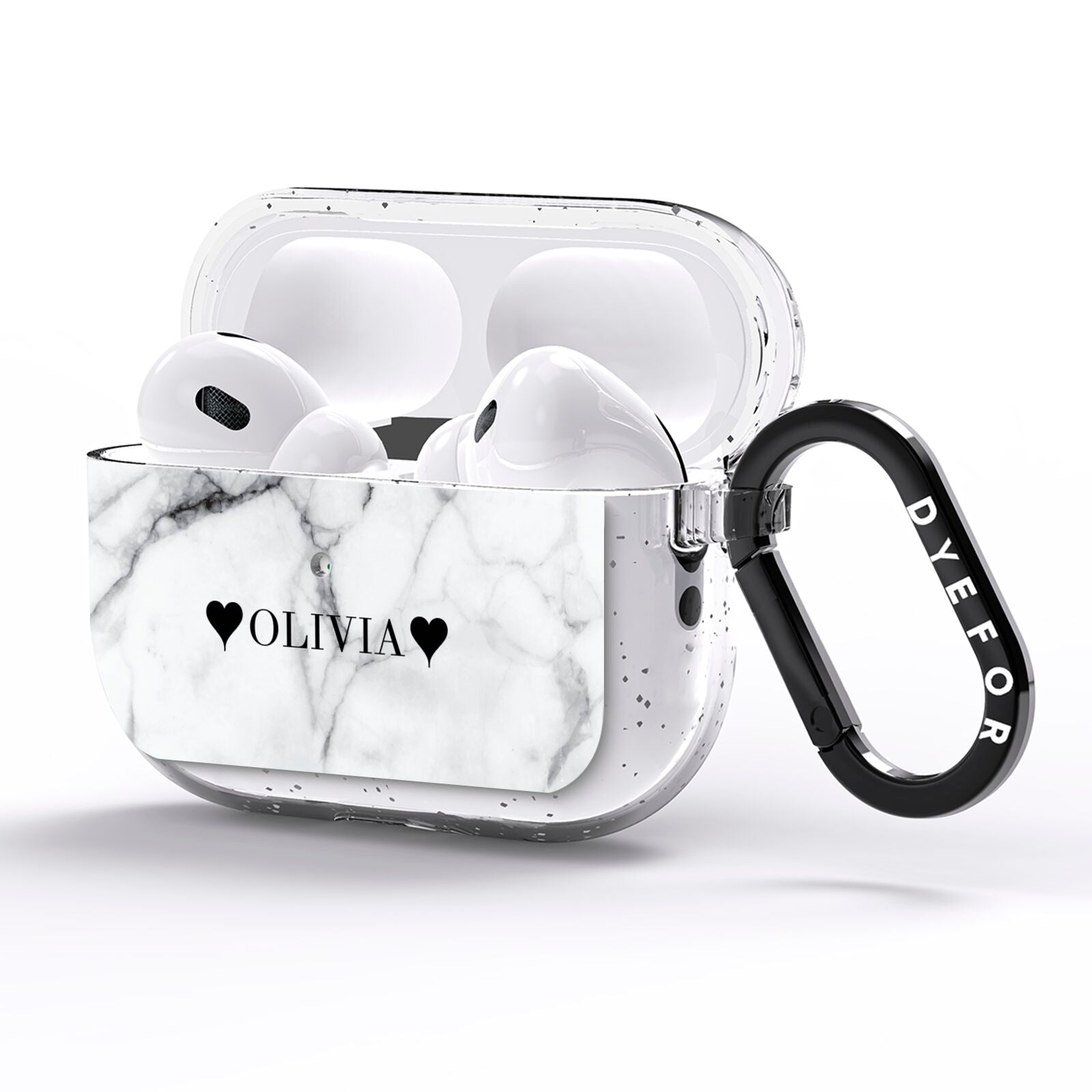 Personalised Love Hearts Marble Name AirPods Pro Glitter Case Side Image