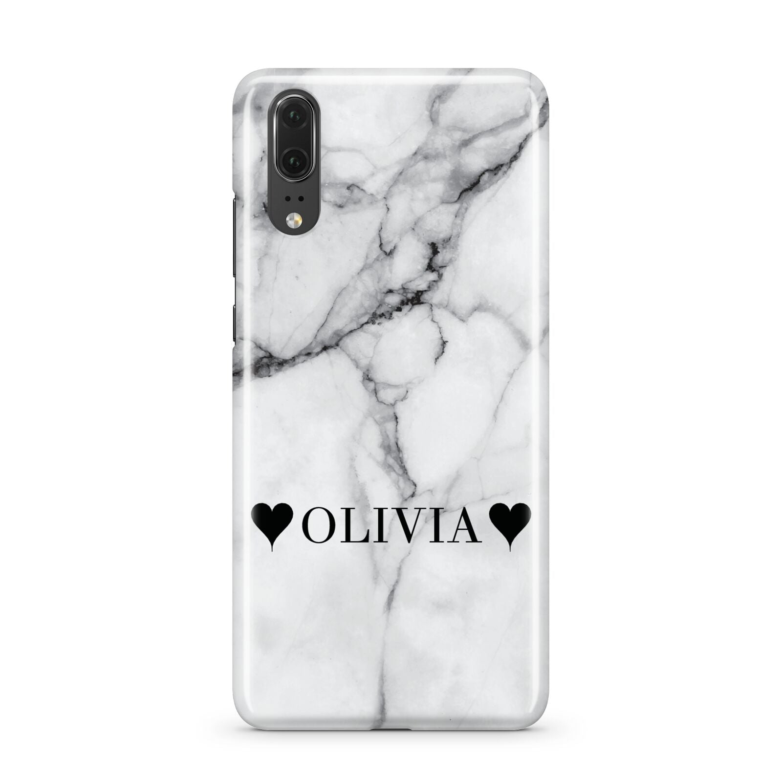 Personalised Love Hearts Marble Name Huawei P20 Phone Case