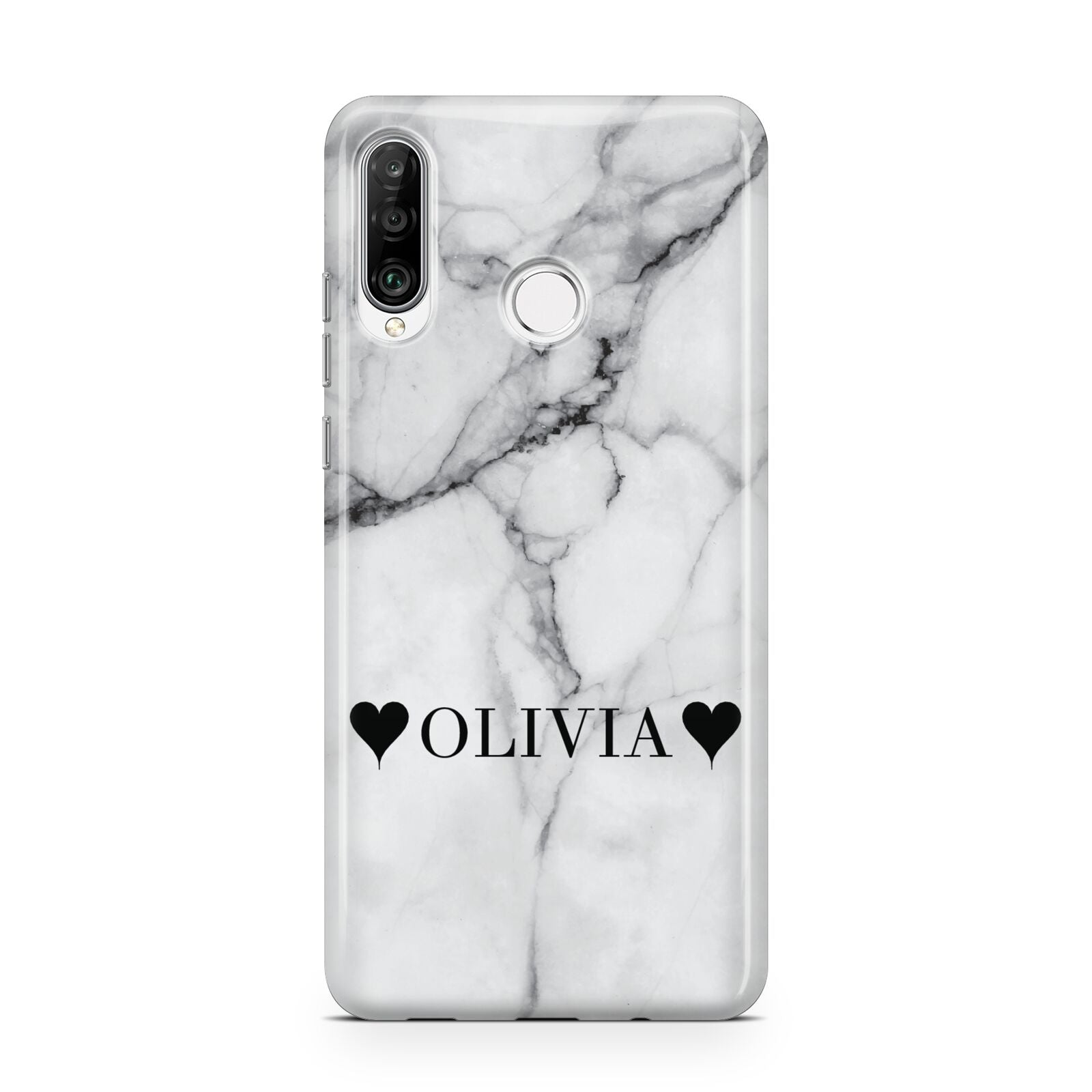 Personalised Love Hearts Marble Name Huawei P30 Lite Phone Case