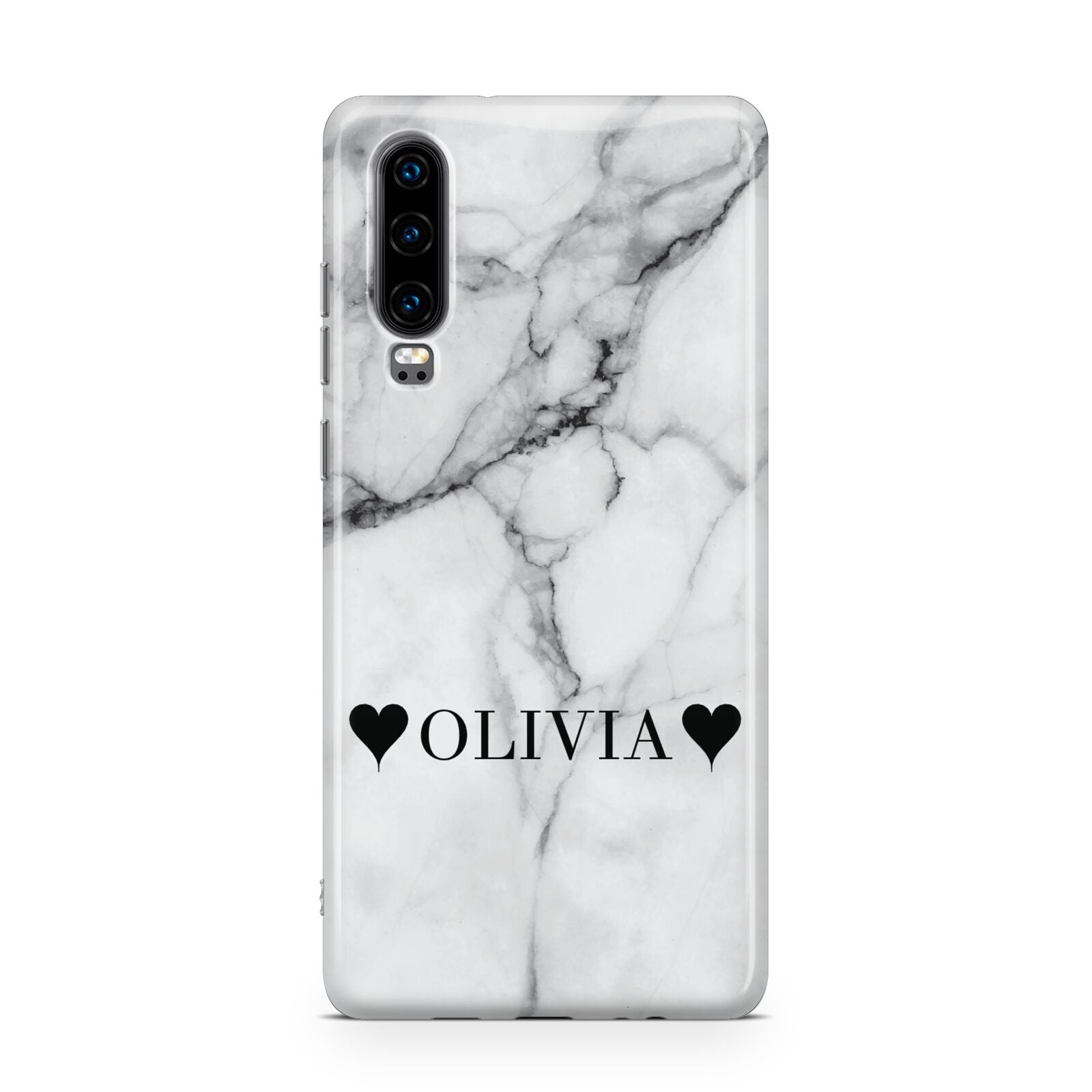 Personalised Love Hearts Marble Name Huawei P30 Phone Case