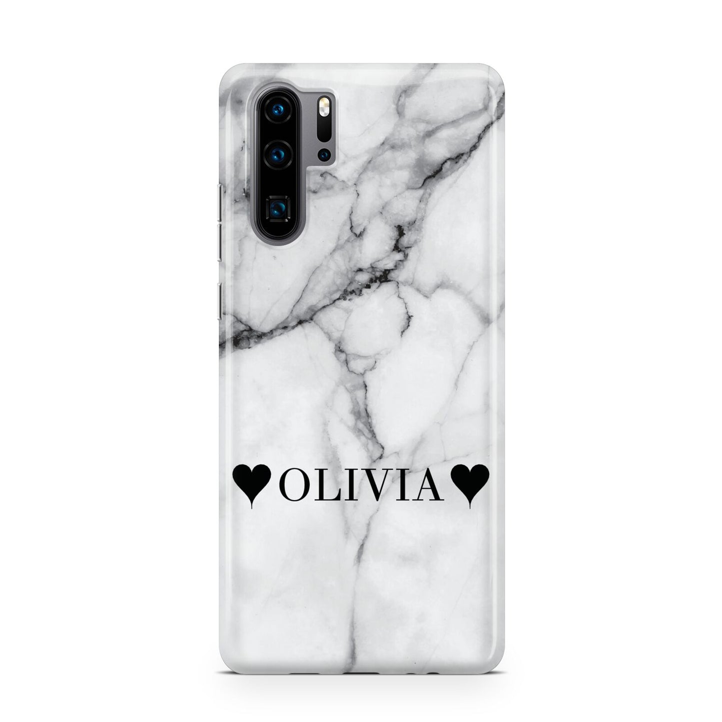 Personalised Love Hearts Marble Name Huawei P30 Pro Phone Case