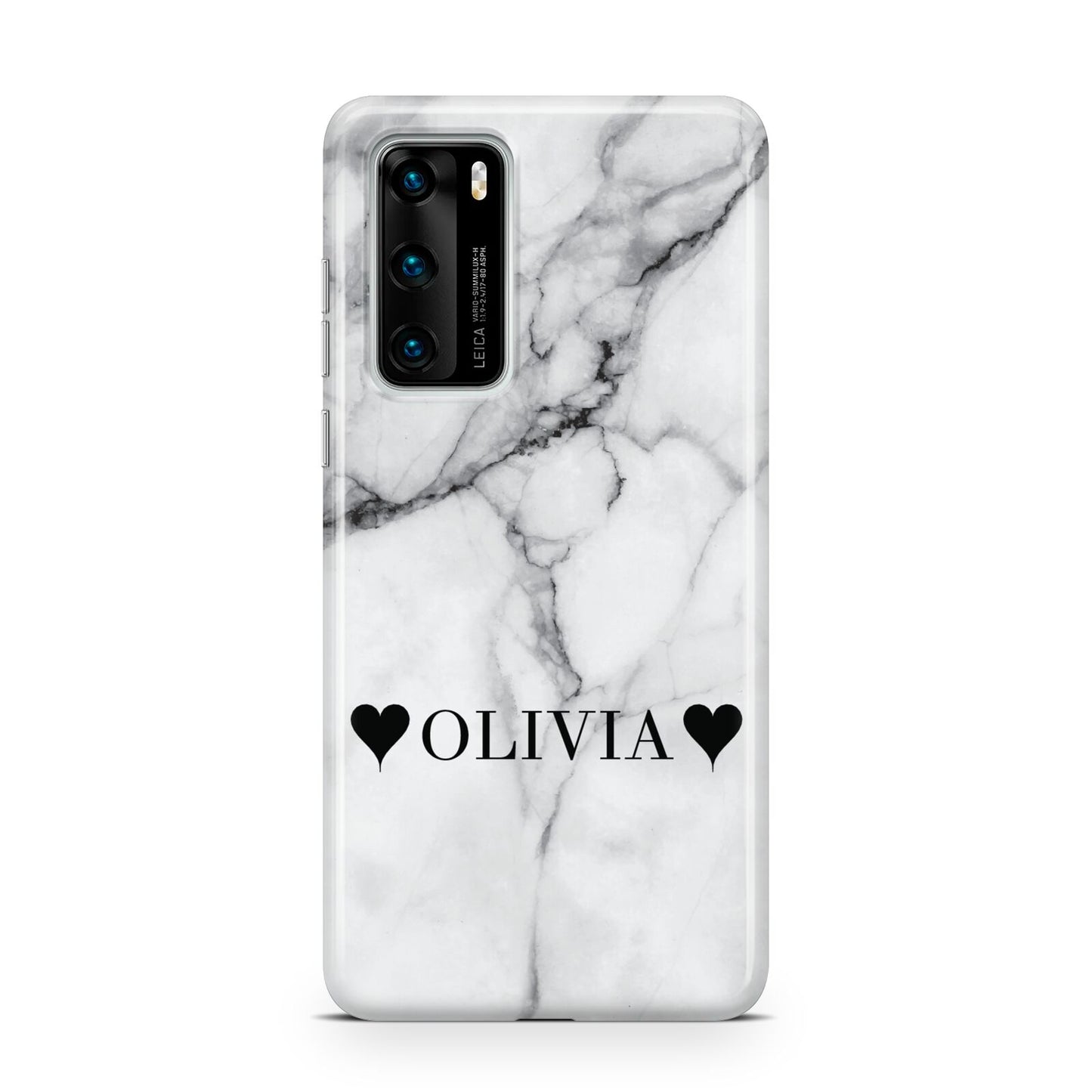 Personalised Love Hearts Marble Name Huawei P40 Phone Case