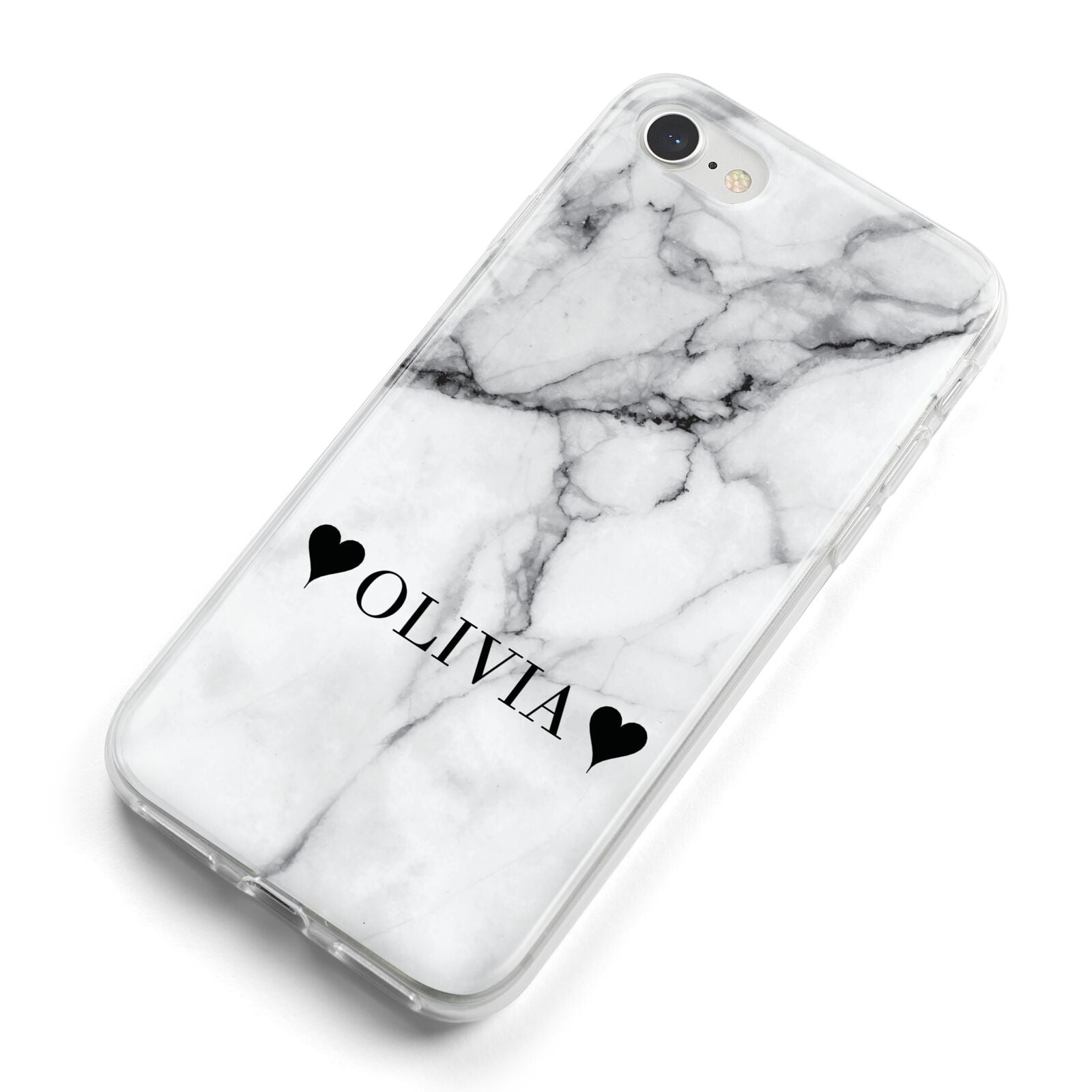 Personalised Love Hearts Marble Name iPhone 8 Bumper Case on Silver iPhone Alternative Image