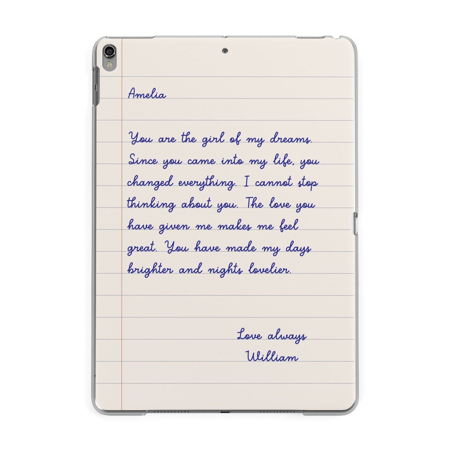 Personalised Love Letter Apple iPad Grey Case