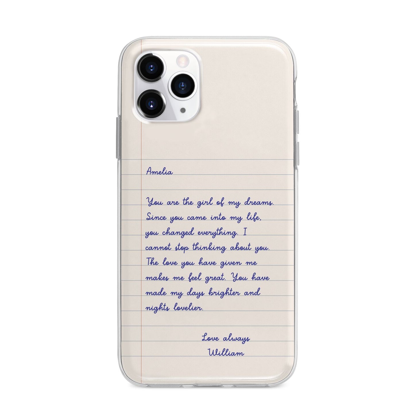 Personalised Love Letter Apple iPhone 11 Pro Max in Silver with Bumper Case