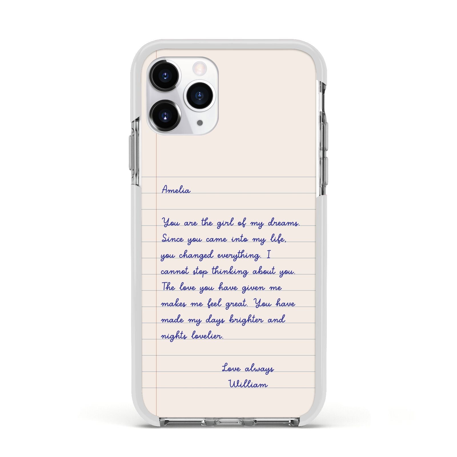 Personalised Love Letter Apple iPhone 11 Pro in Silver with White Impact Case